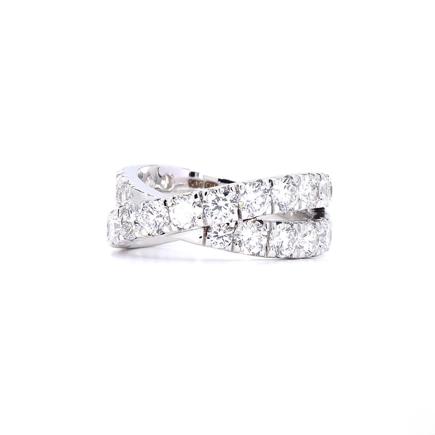 Crossover Half Eternity Ring In 14K White Gold
