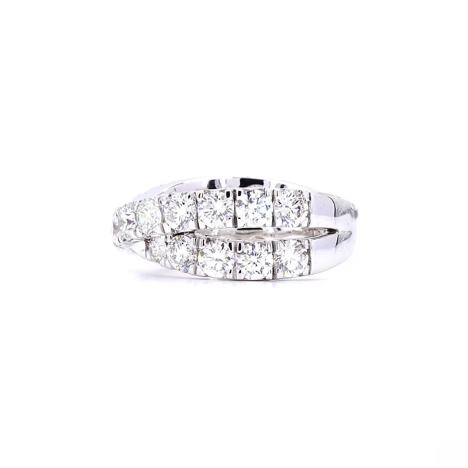 Crossover Half Eternity Ring In 14K White Gold