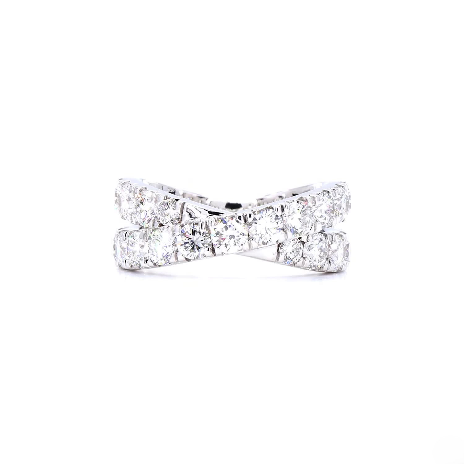 Crossover Half Eternity Ring In 14K White Gold