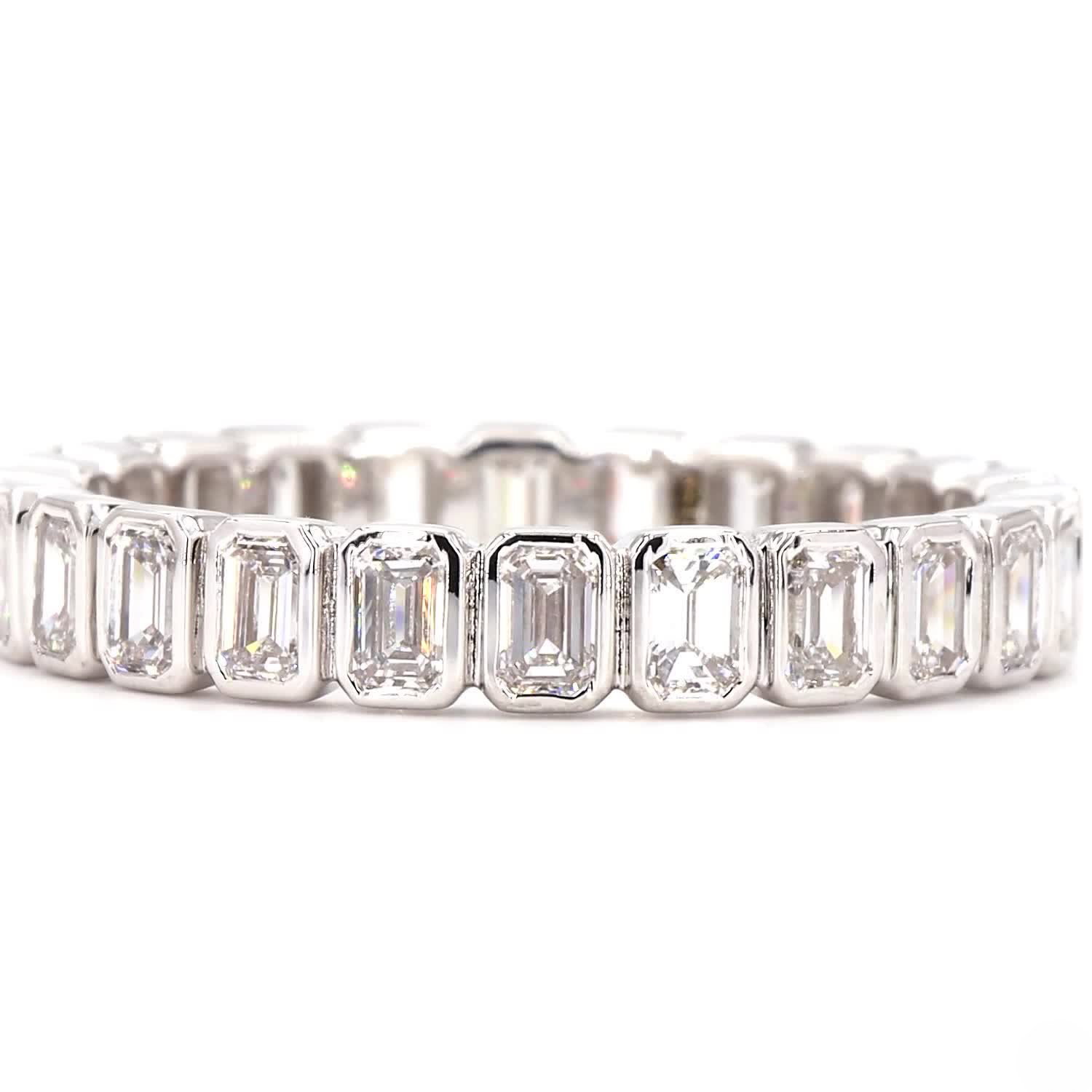 Emerald Bezel Eternity Ring In 14K White Gold