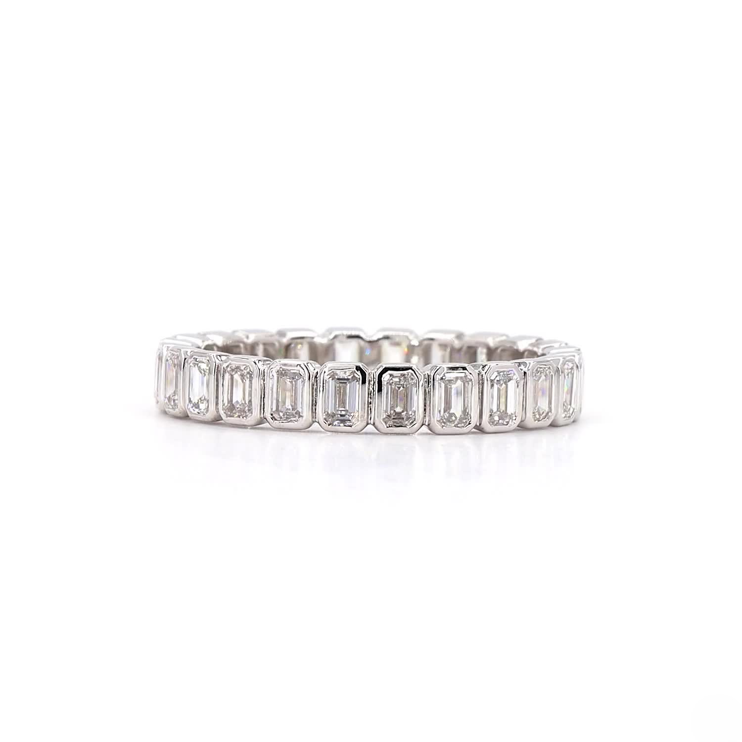 Emerald Bezel Eternity Ring In 14K White Gold