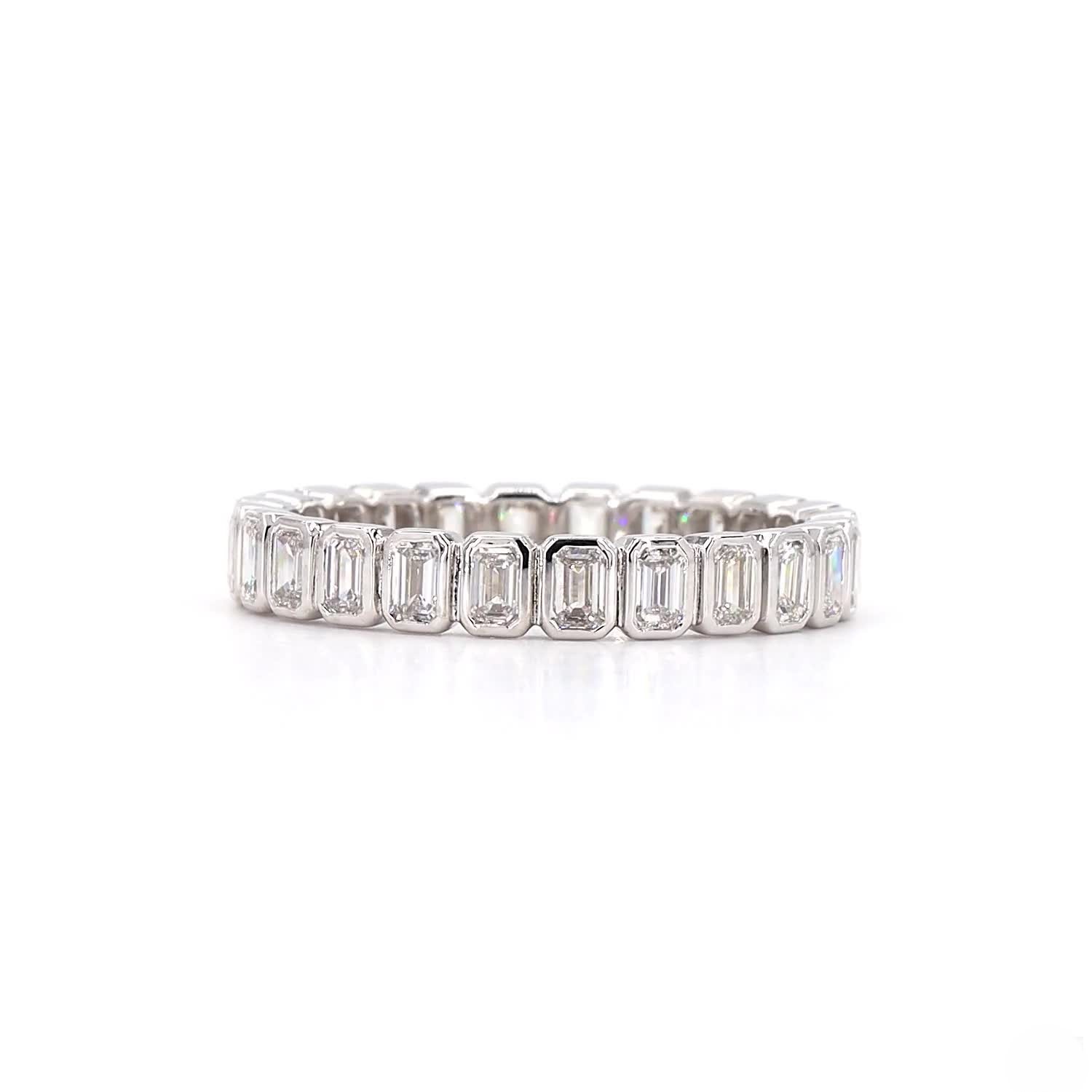 Emerald Bezel Eternity Ring In 14K White Gold