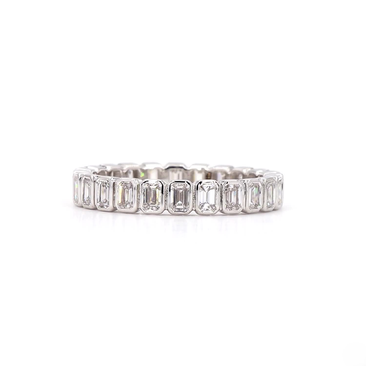 Emerald Bezel Eternity Ring In 14K White Gold