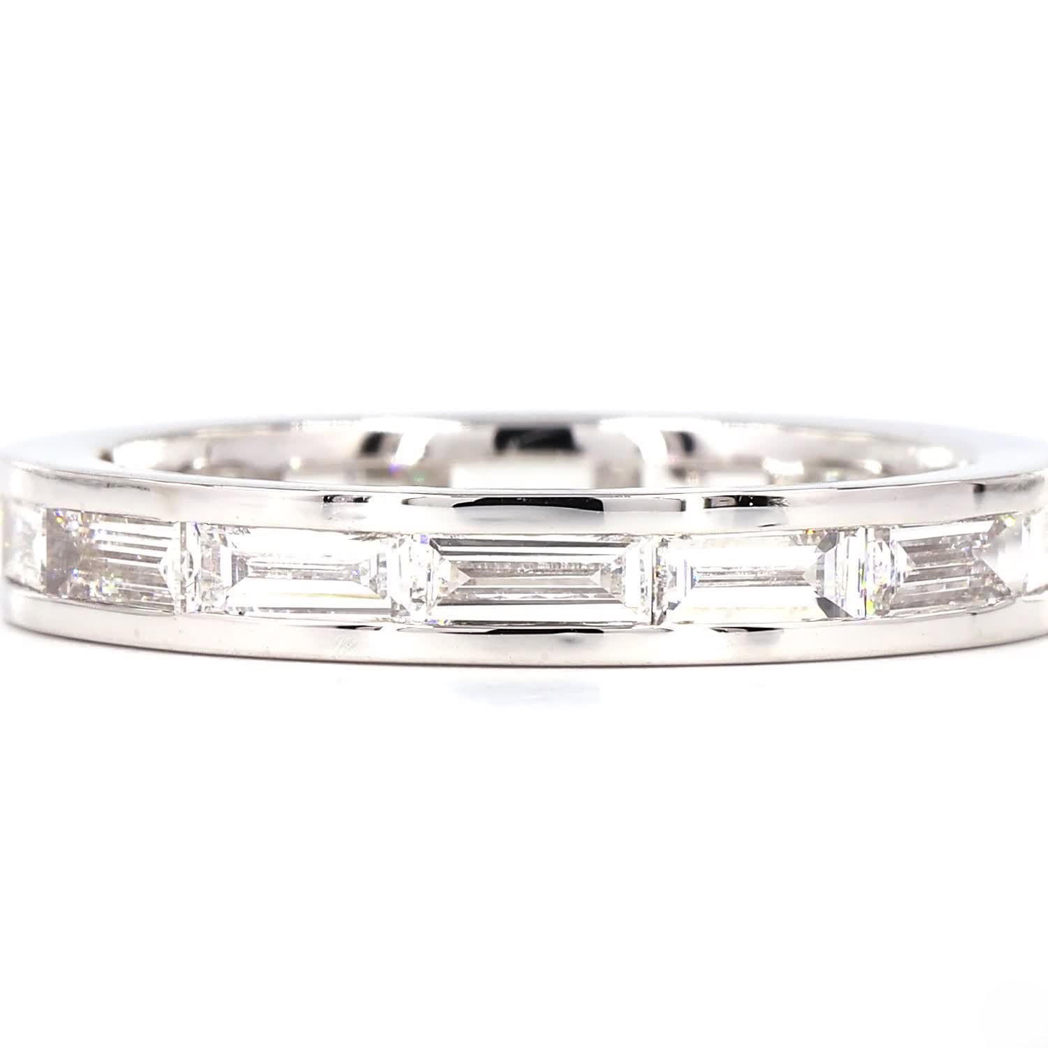 Emerald Channel Set East West Full Eternity Ring In 14K White Gold
