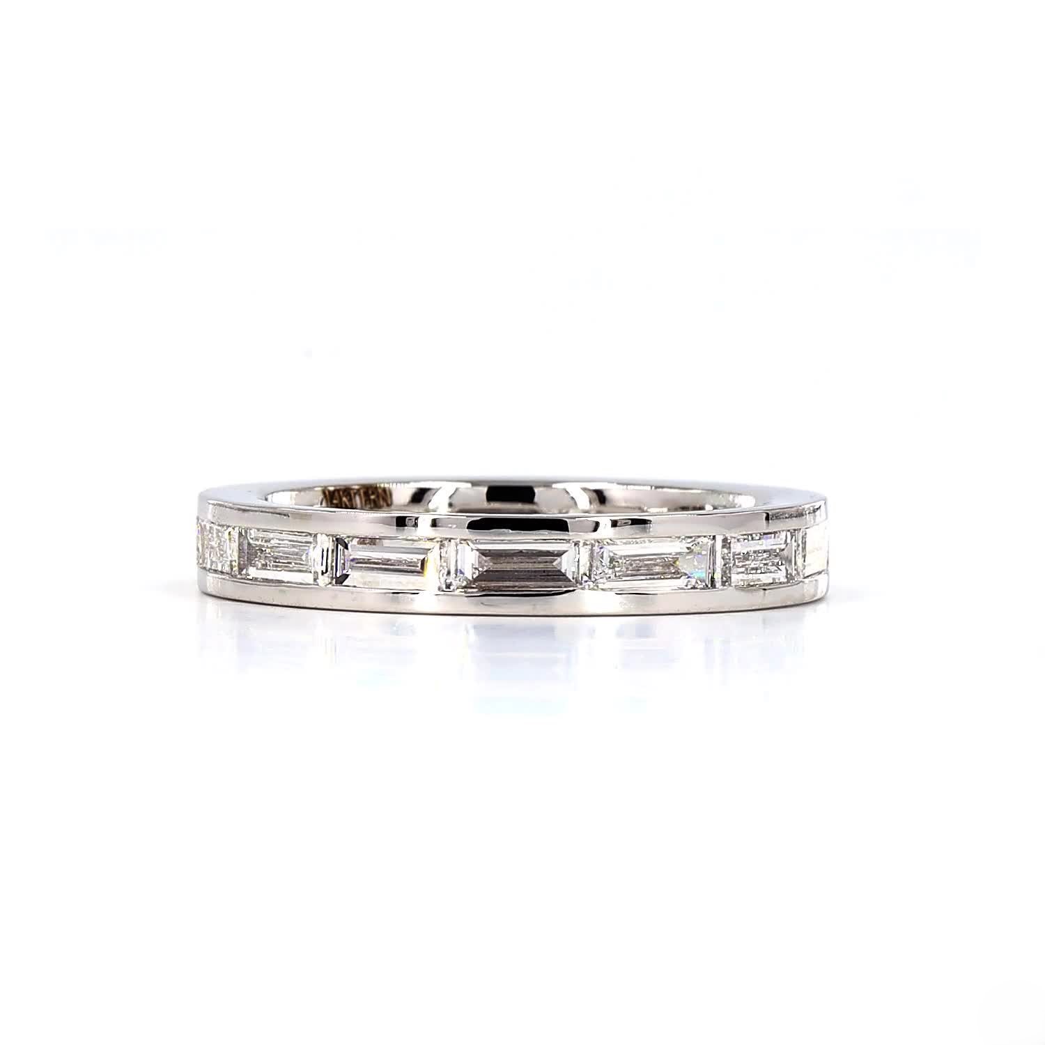 Emerald Channel Set East West Full Eternity Ring In 14K White Gold