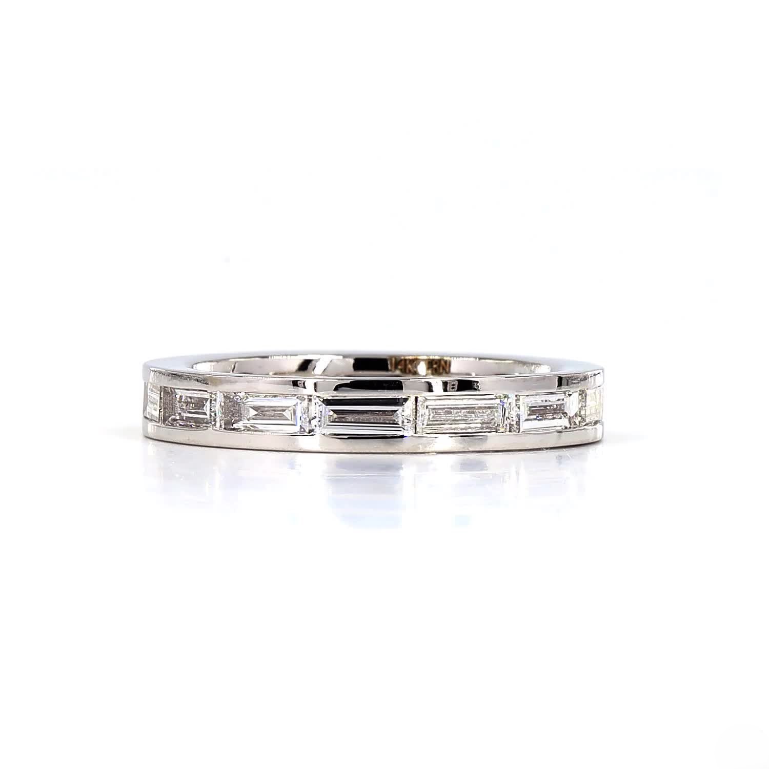 Emerald Channel Set East West Full Eternity Ring In 14K White Gold
