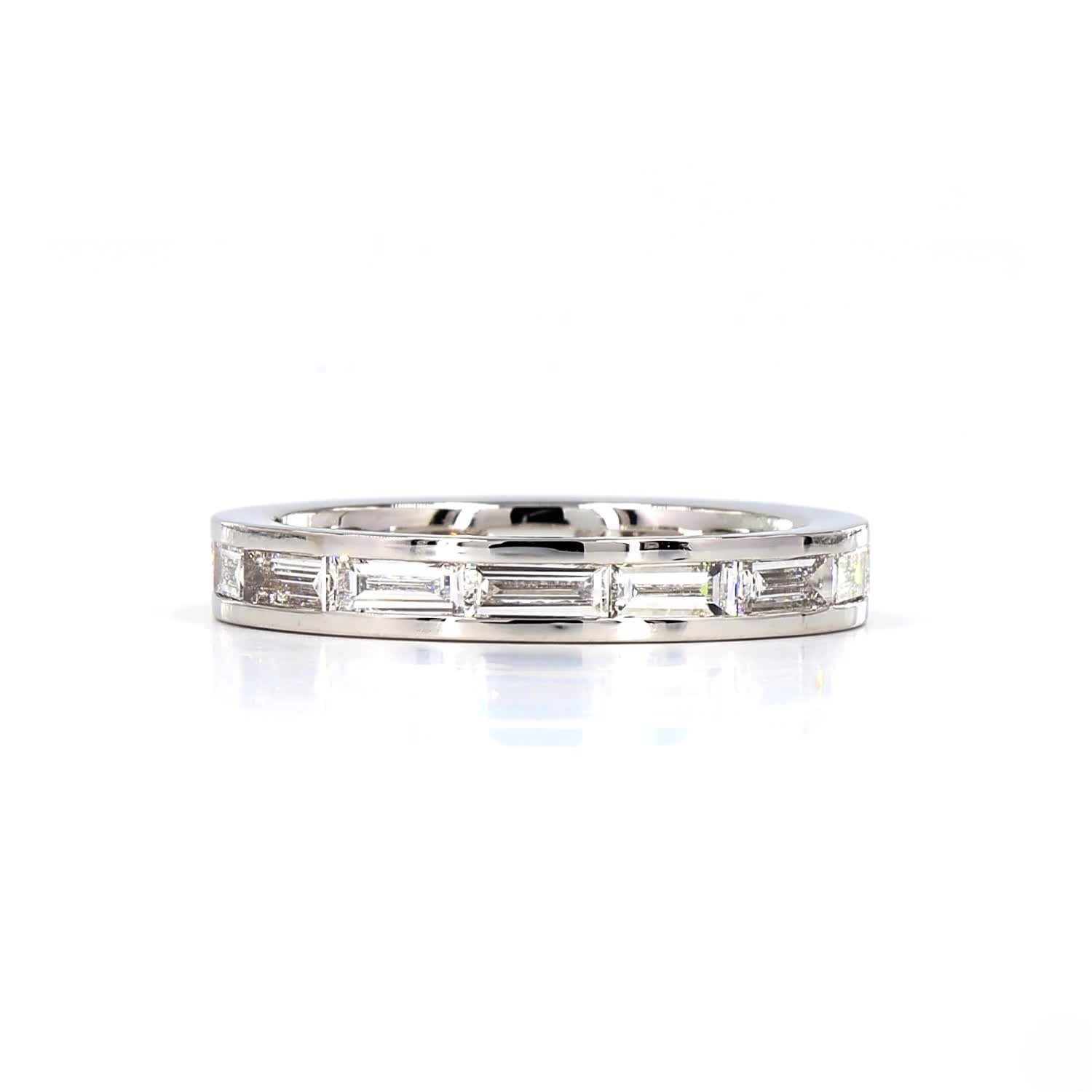 Emerald Channel Set East West Full Eternity Ring In 14K White Gold