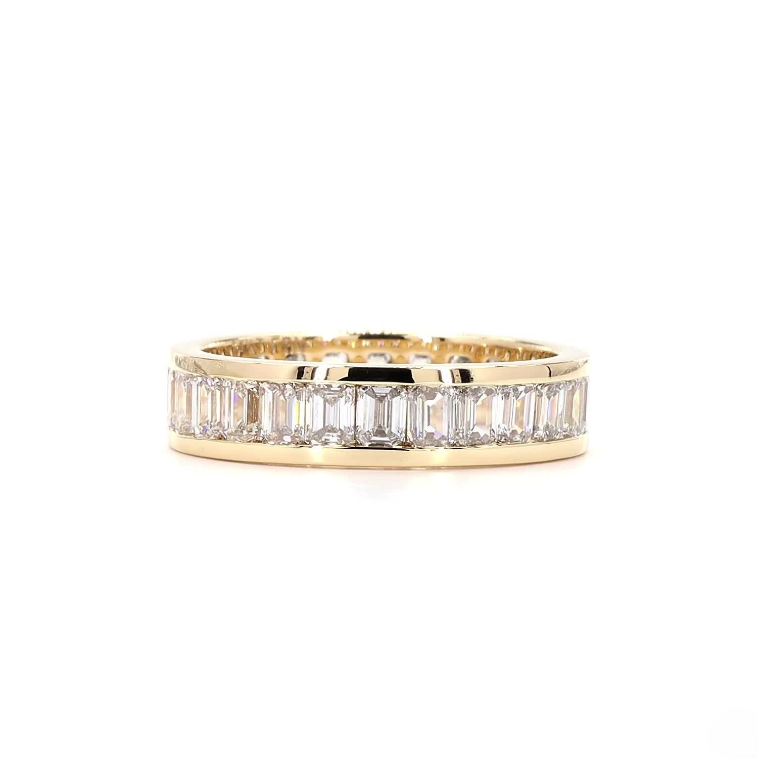 Emerald Channel Set Full Eternity Ring In 14K Yellow Gold