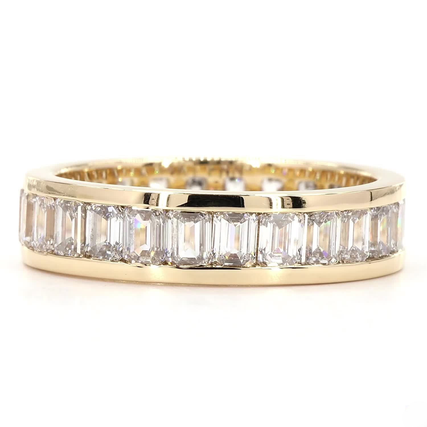 Emerald Channel Set Full Eternity Ring In 14K Yellow Gold