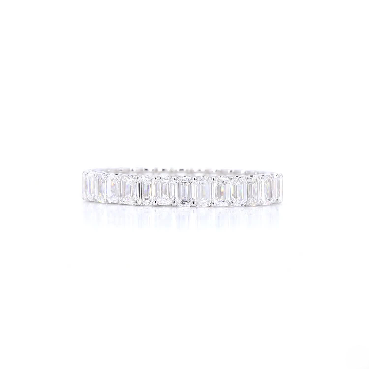 Emerald Cut North South Eternity Ring In 14K Yellow Gold