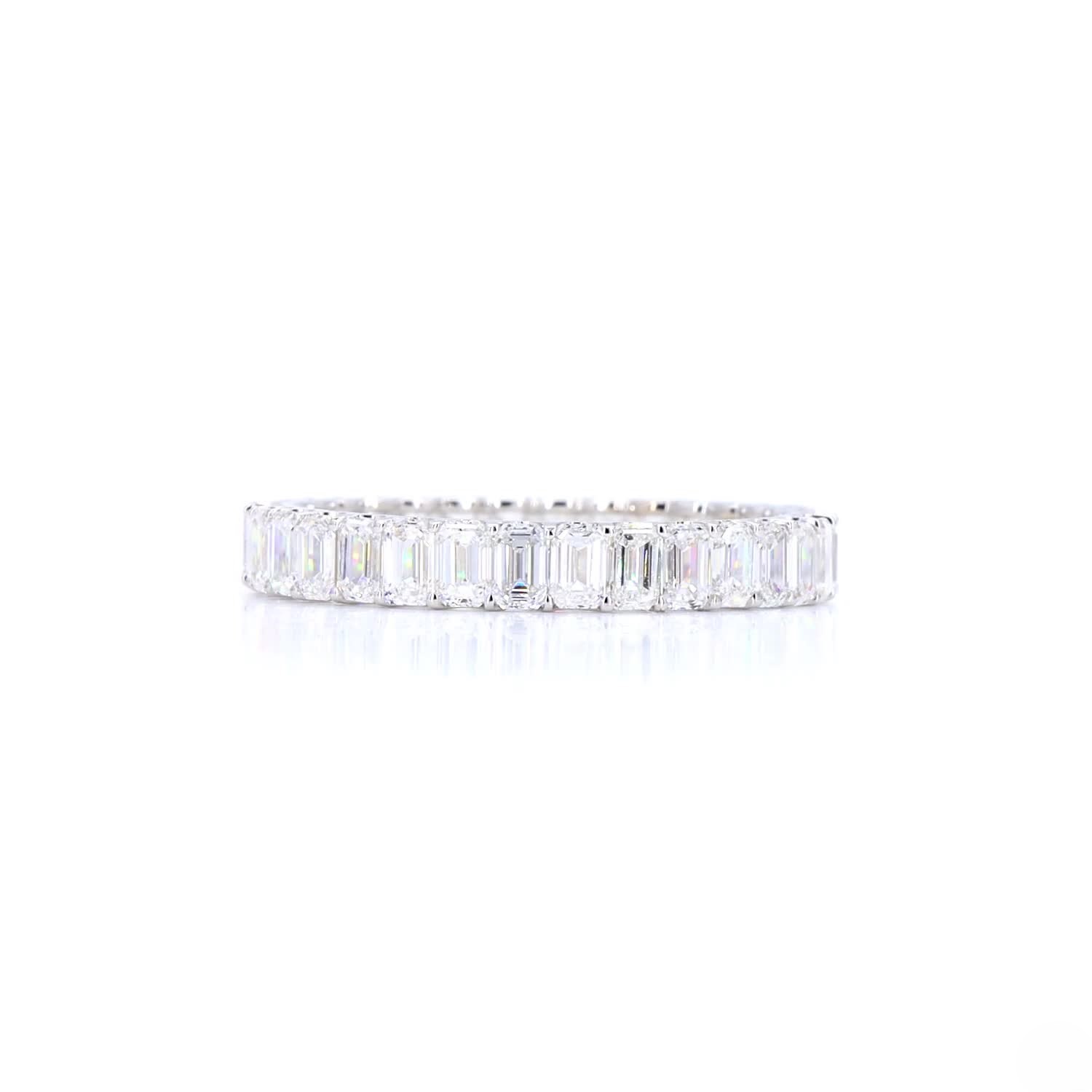 Emerald Cut North South Eternity Ring In 14K Yellow Gold