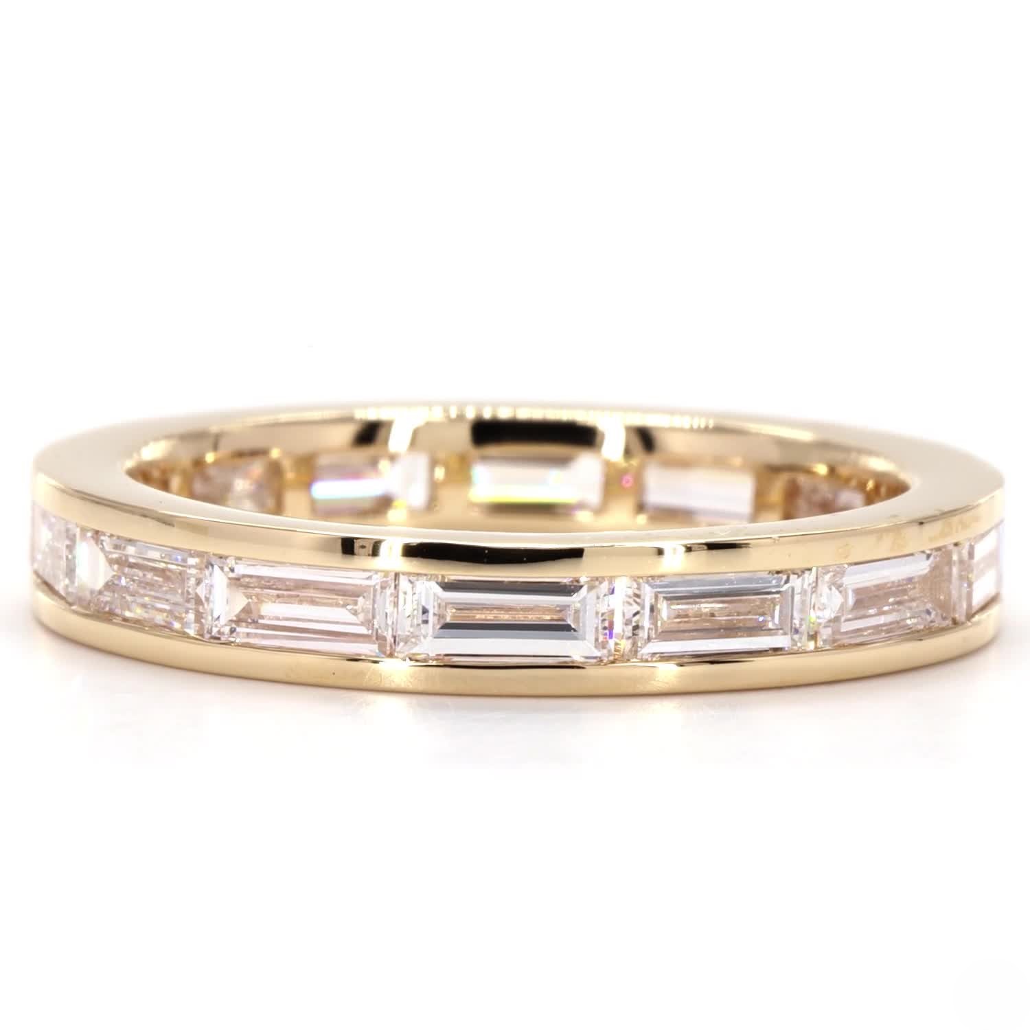 Emerald Diamond Eternity Ring In 14K Yellow Gold