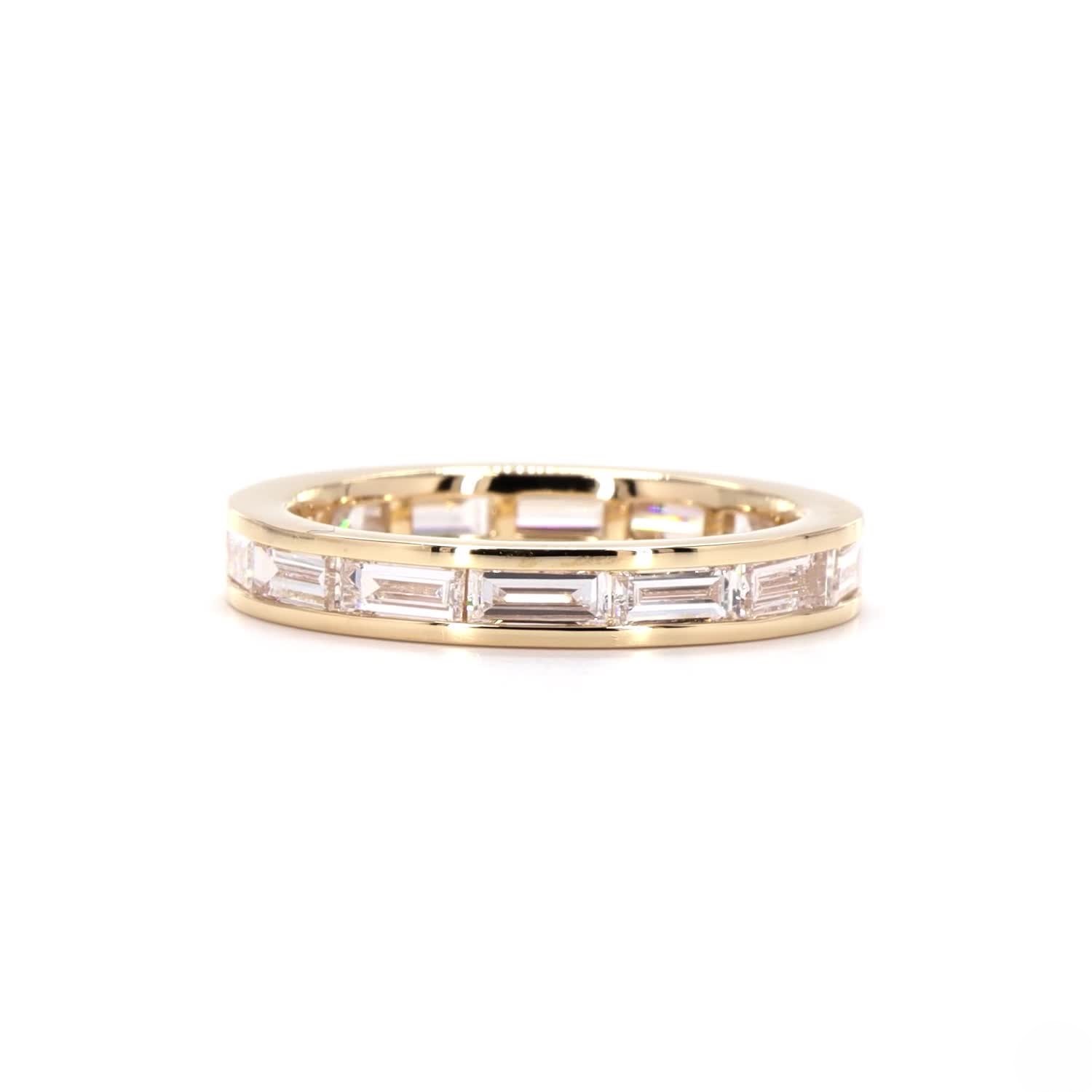 Emerald Diamond Eternity Ring In 14K Yellow Gold