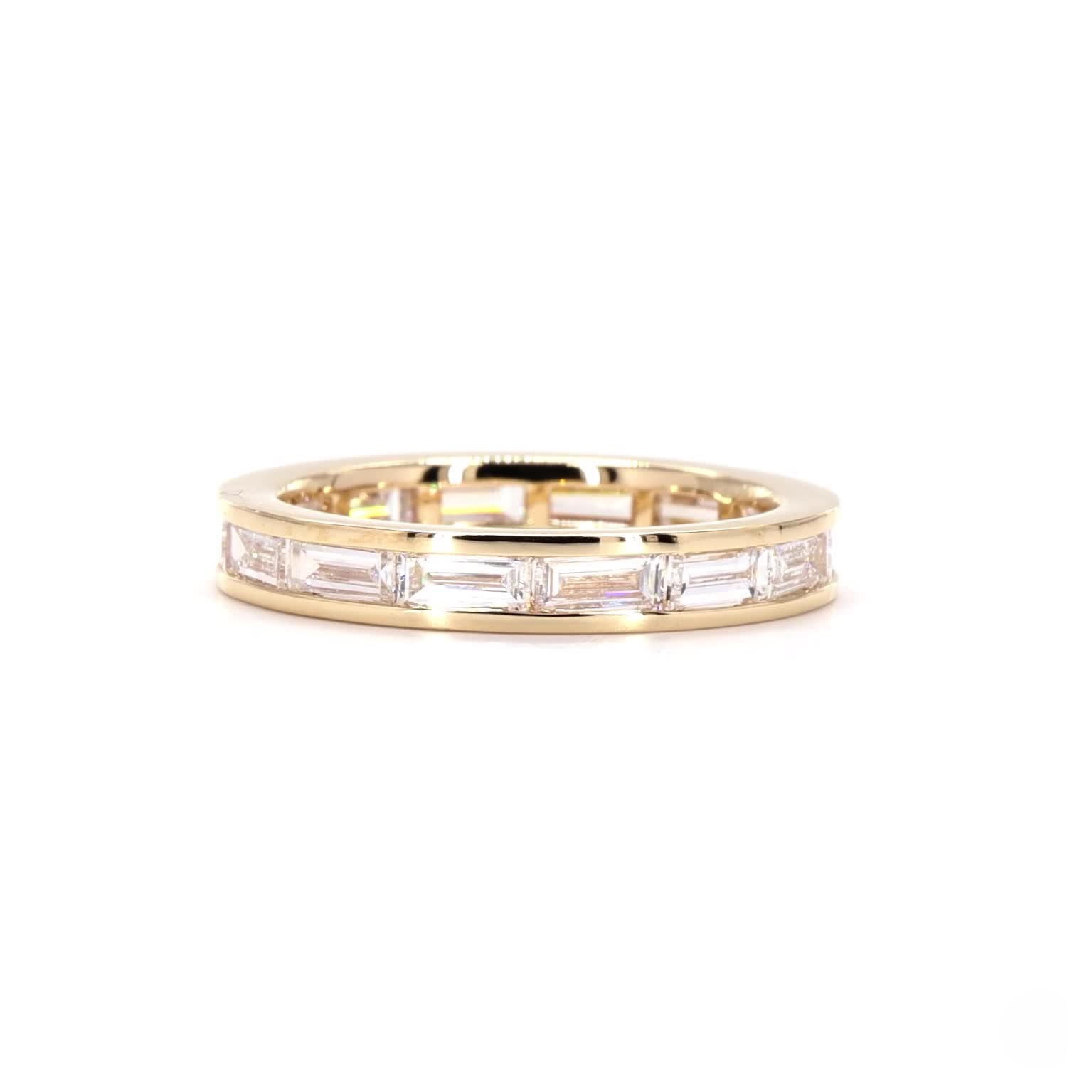 Emerald Diamond Eternity Ring In 14K Yellow Gold