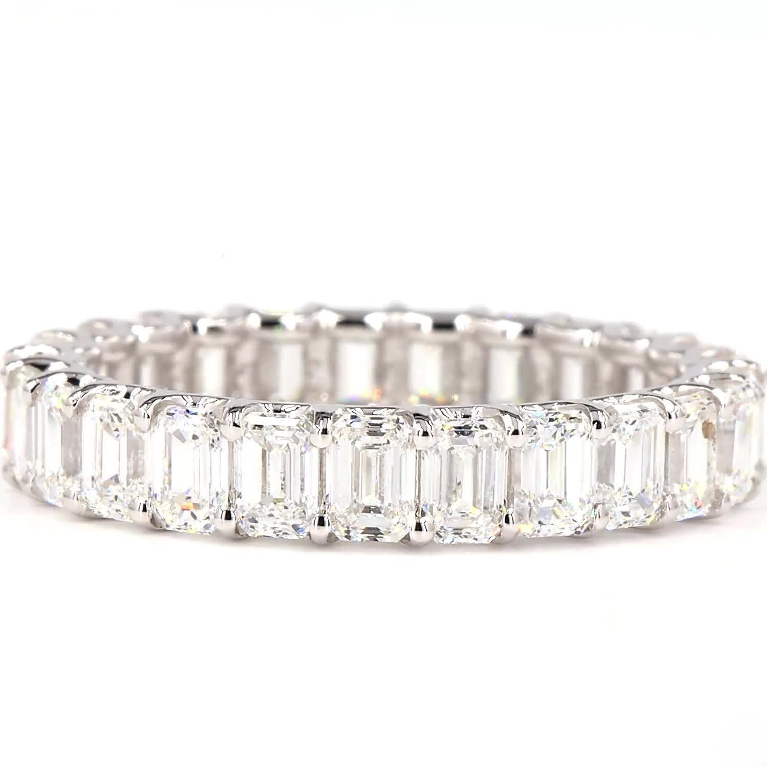 Emerald Lab Grown Diamond Full Eternity Ring In 14K White Gold