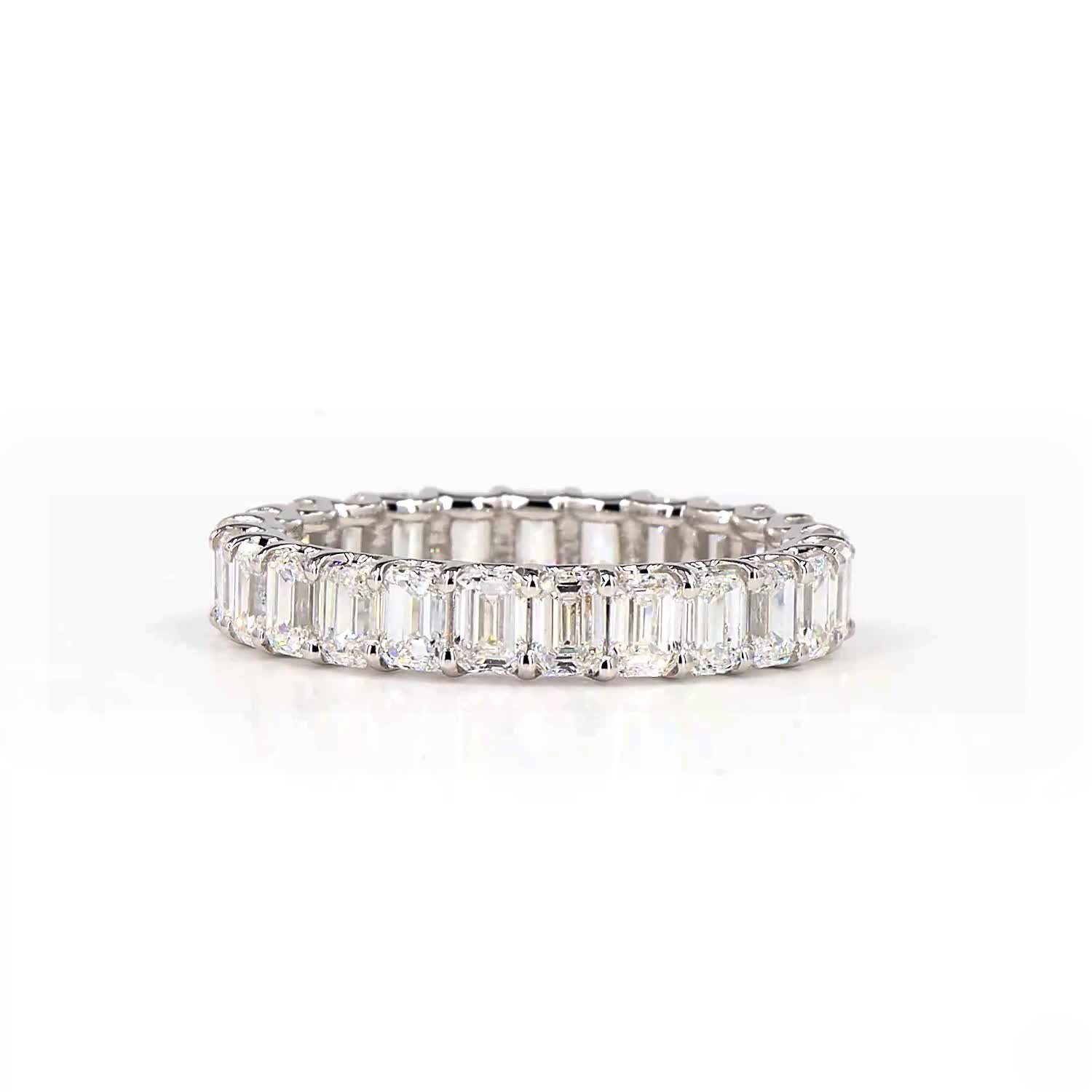 Emerald Lab Grown Diamond Full Eternity Ring In 14K White Gold