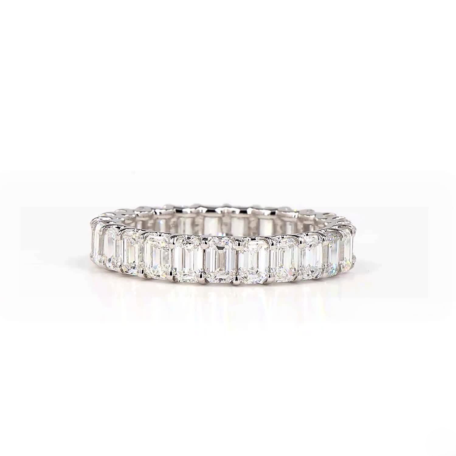 Emerald Lab Grown Diamond Full Eternity Ring In 14K White Gold
