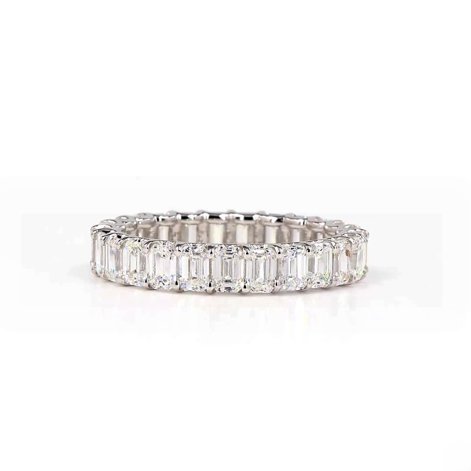 Emerald Lab Grown Diamond Full Eternity Ring In 14K White Gold