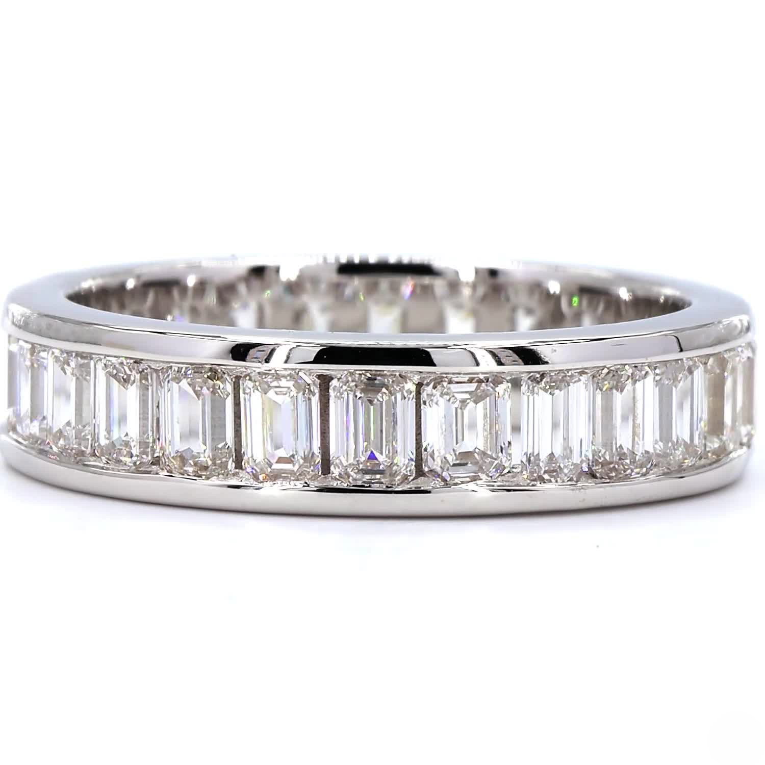 Emerald Shape Eternity Ring In 14K White Gold