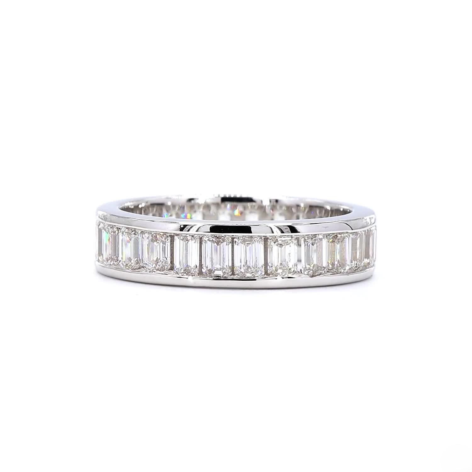 Emerald Shape Eternity Ring In 14K White Gold