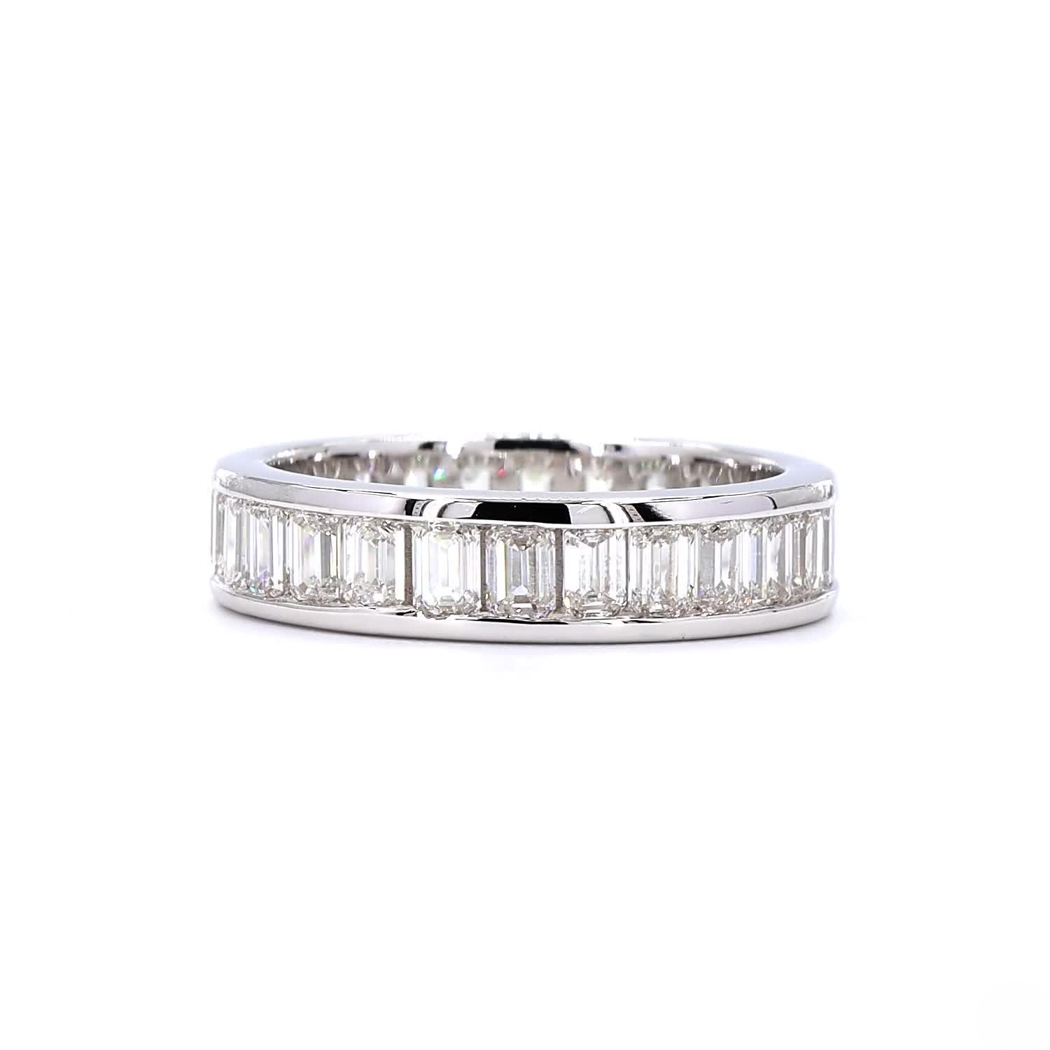 Emerald Shape Eternity Ring In 14K White Gold