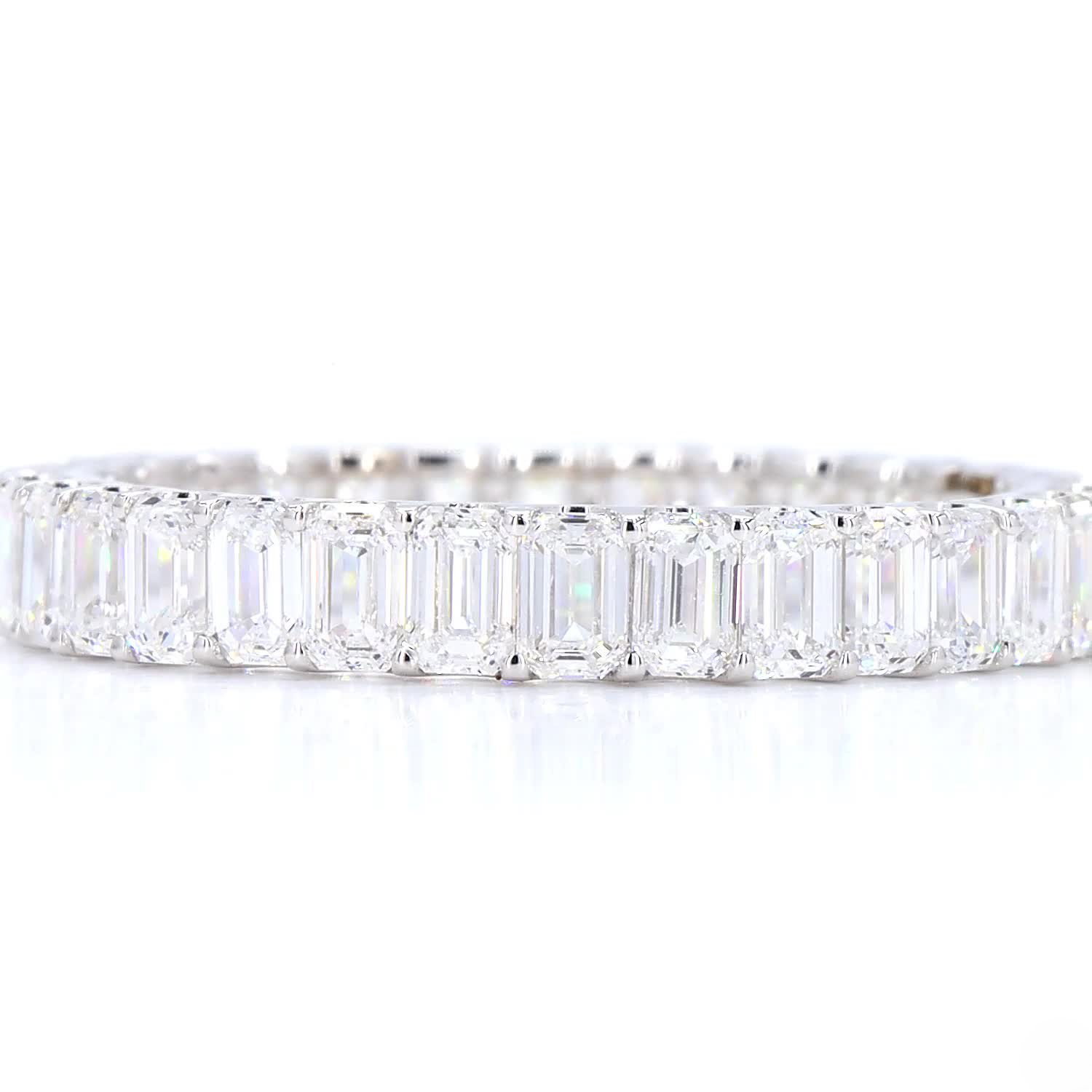 Emerald Shape Full Eternity Ring In 14K White Gold