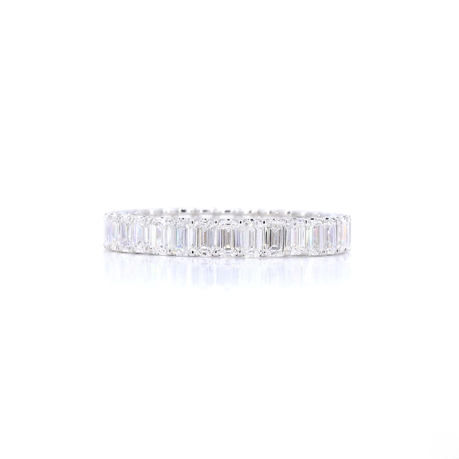 Emerald Shape Full Eternity Ring In 14K White Gold