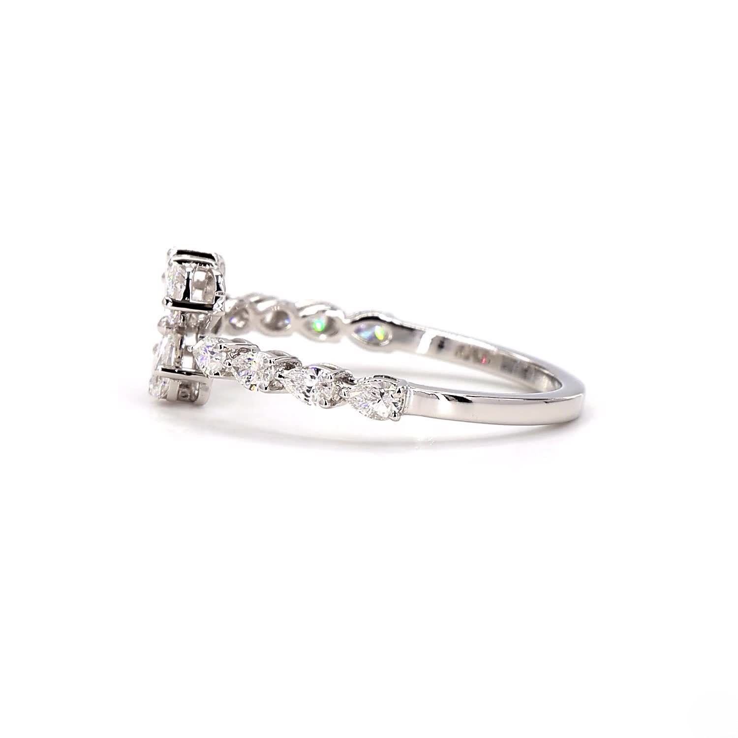 Flower Pear Cut Wedding Band In 14K White Gold
