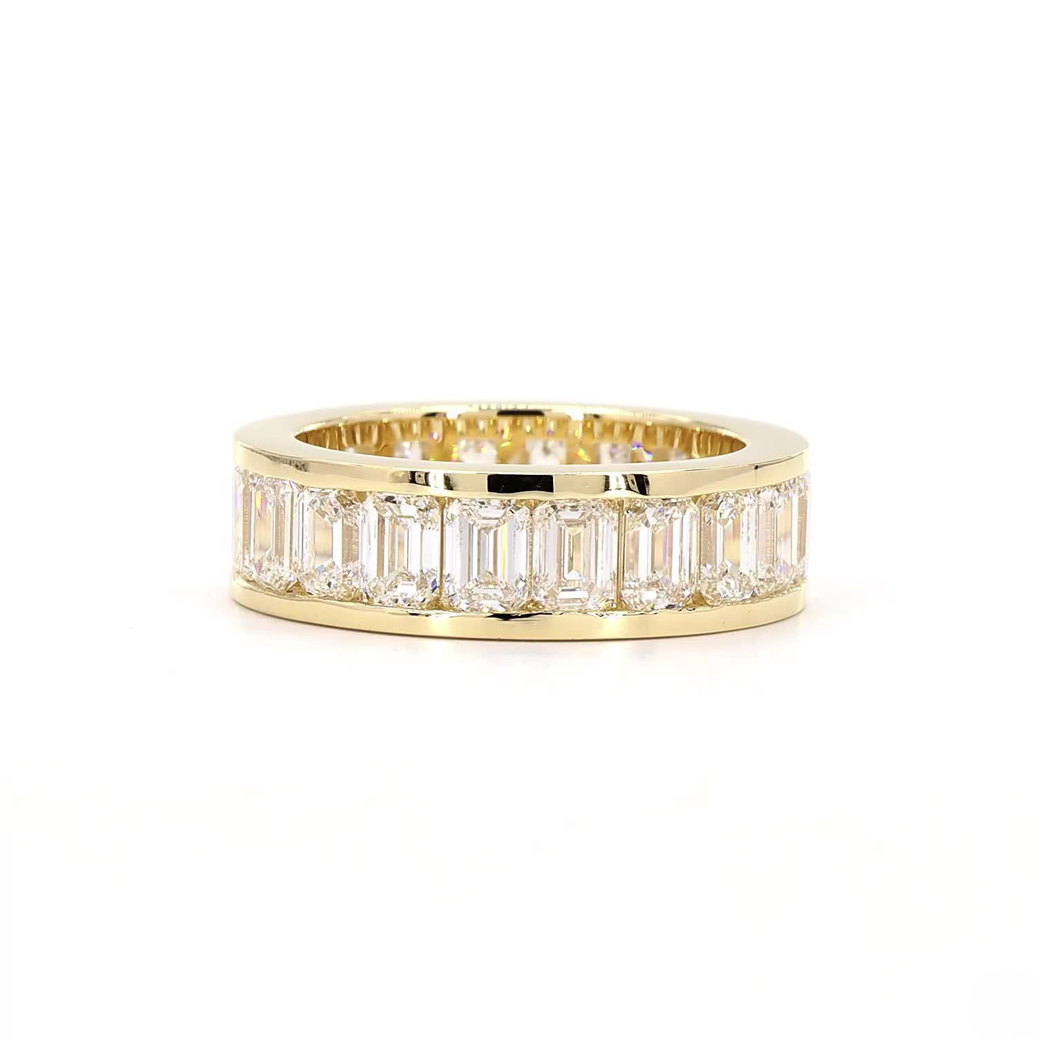 Full Eternity Emerald Shape Wedding Ring In 14K Yellow Gold