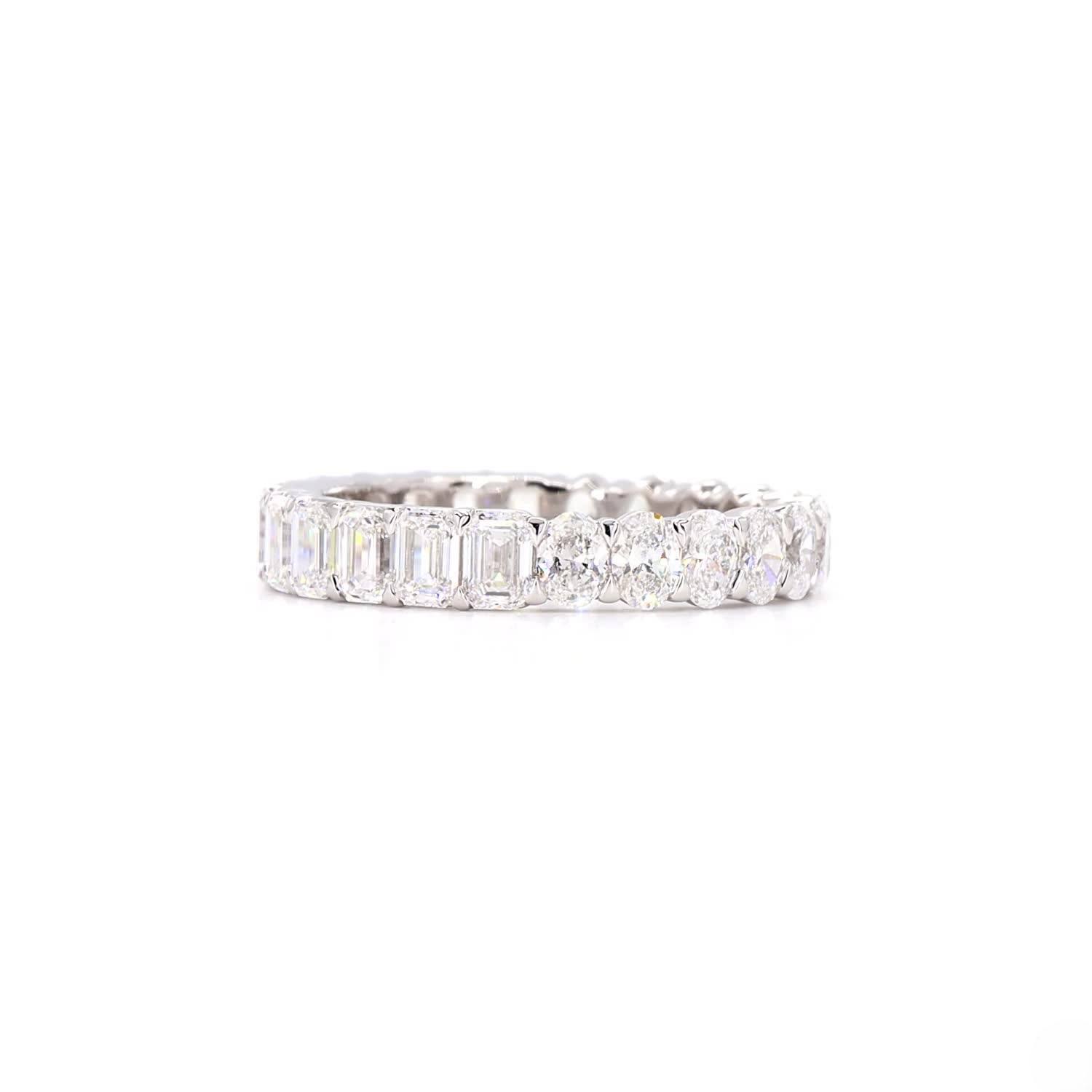 Half Emerald And Oval Full Eternity Ring In 14K White Gold
