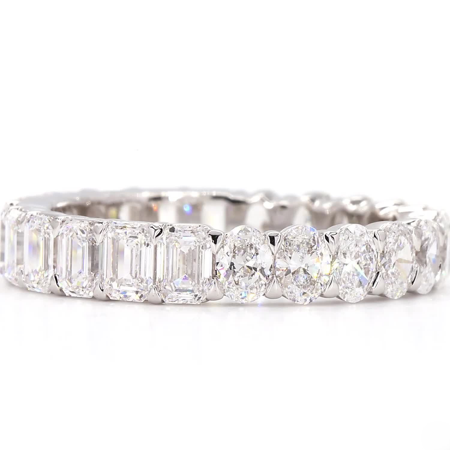 Half Emerald And Oval Full Eternity Ring In 14K White Gold