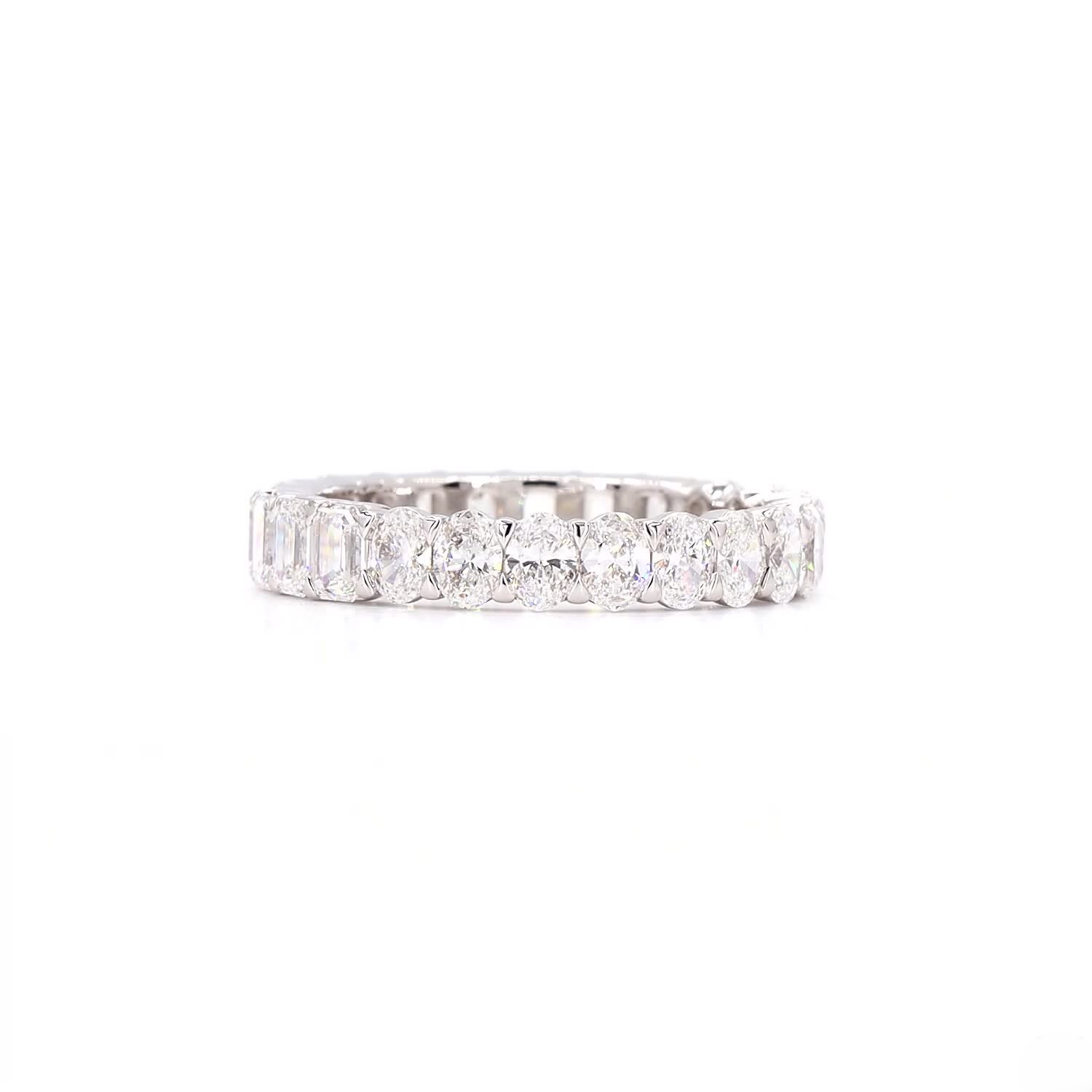 Half Emerald And Oval Full Eternity Ring In 14K White Gold