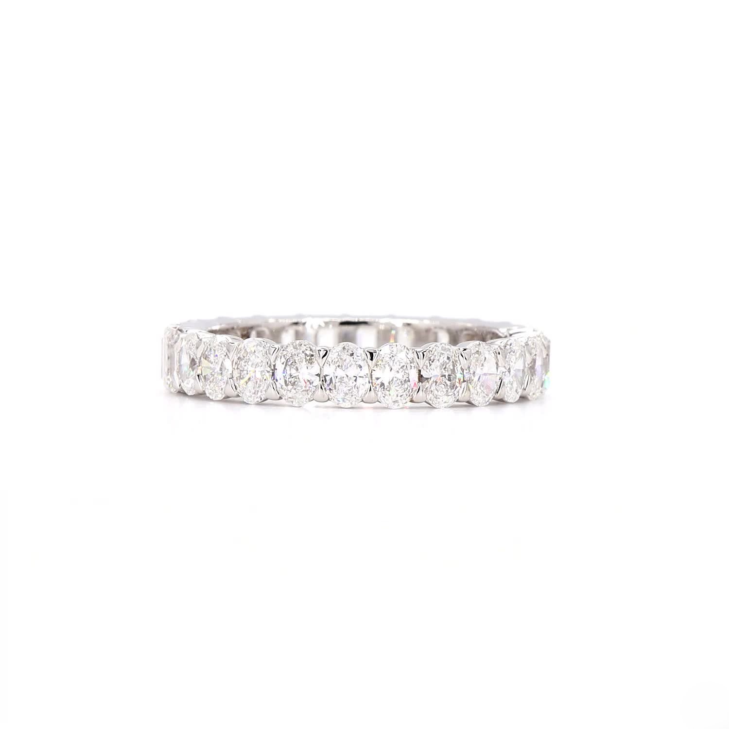 Half Emerald And Oval Full Eternity Ring In 14K White Gold
