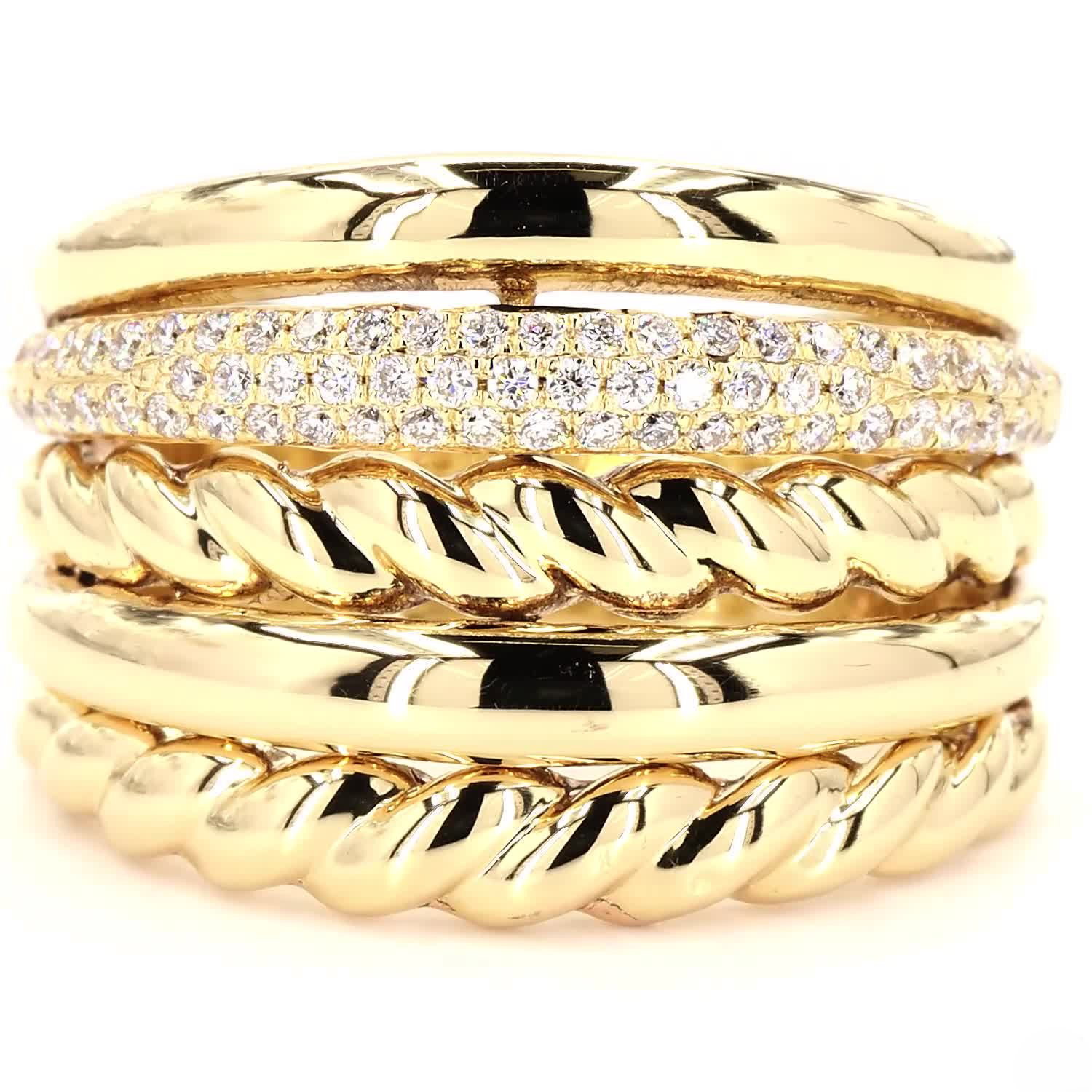 Multi Row Wedding Band In 14K Yellow Gold
