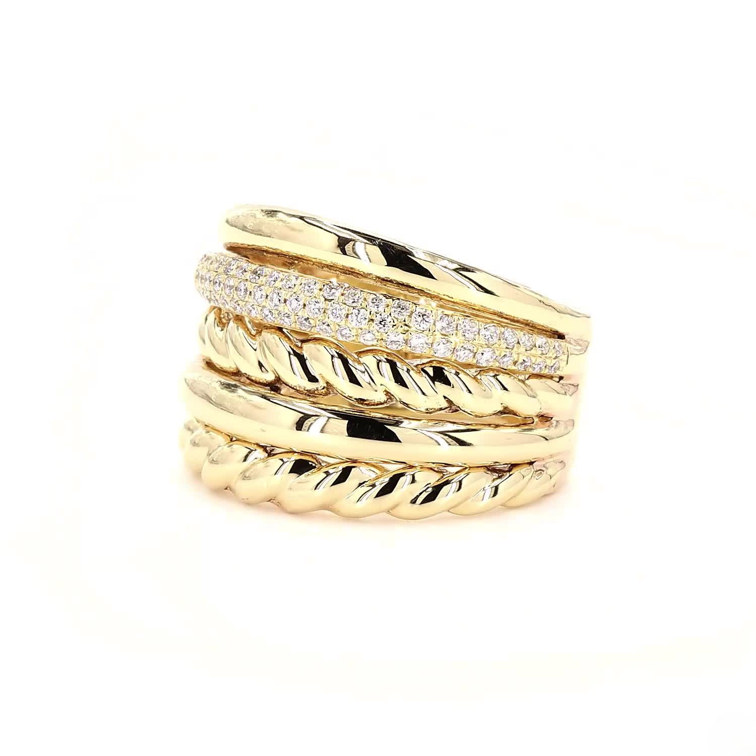 Multi Row Wedding Band In 14K Yellow Gold