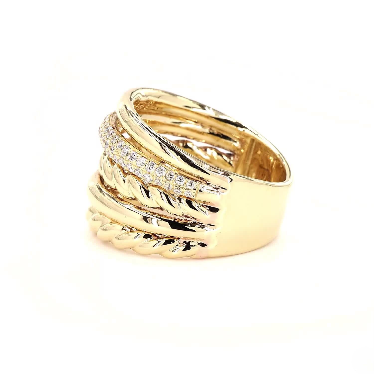 Multi Row Wedding Band In 14K Yellow Gold