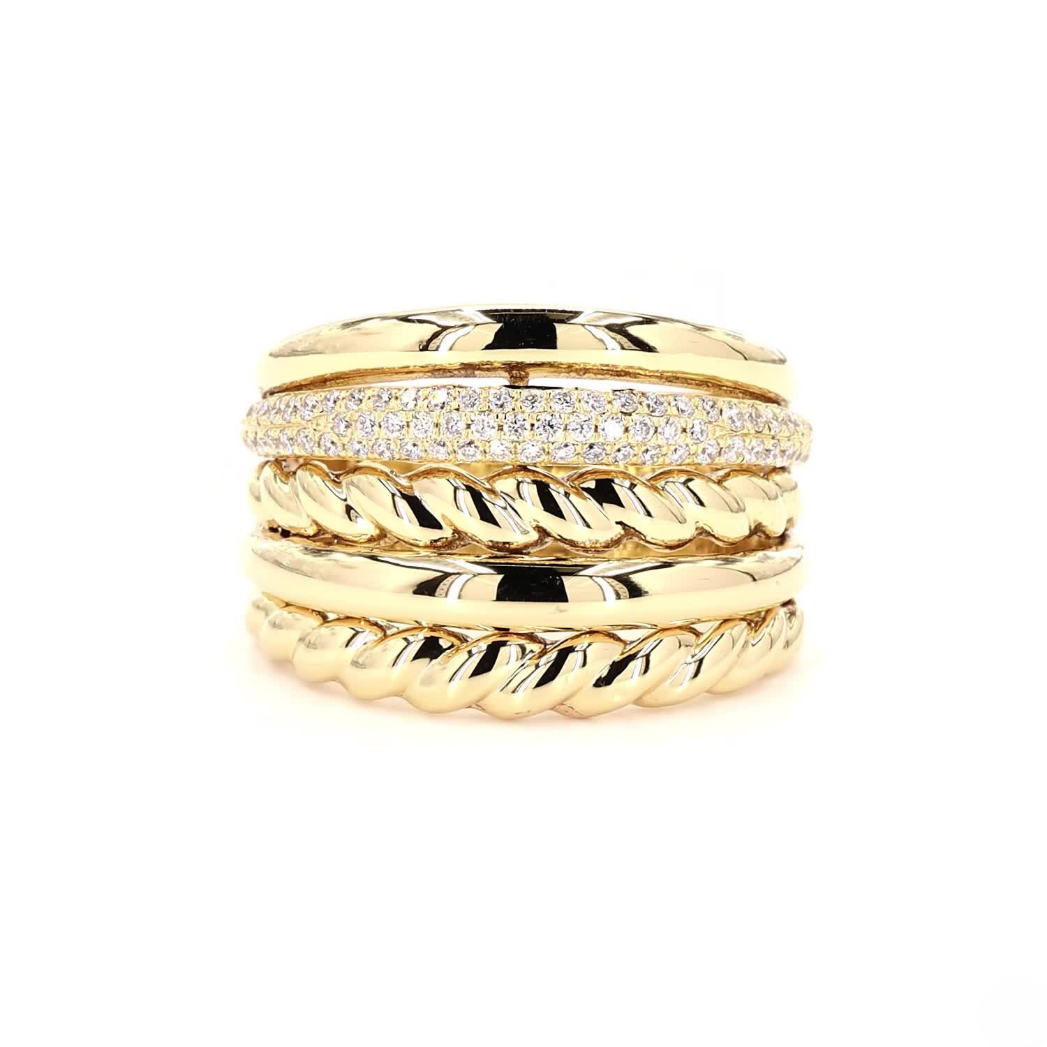 Multi Row Wedding Band In 14K Yellow Gold