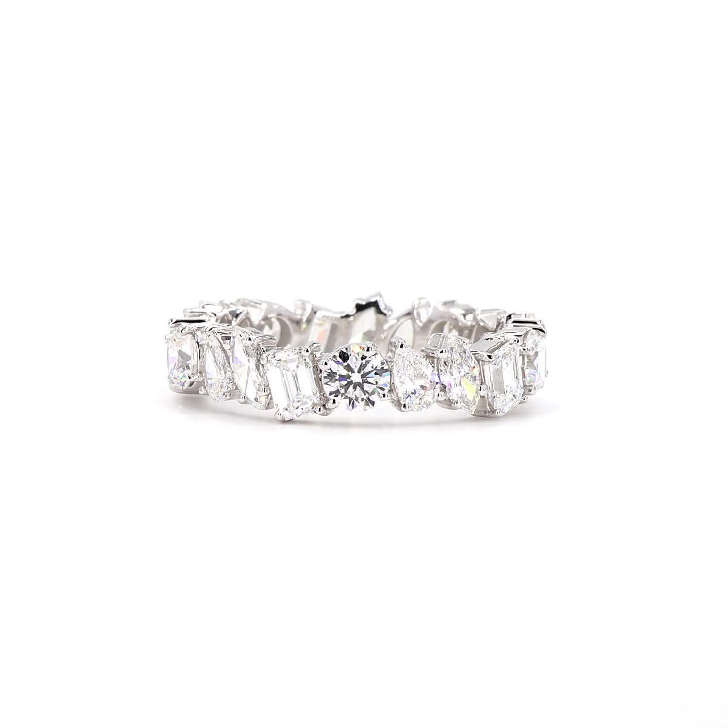 Multishape Full Eternity Wedding Ring In 14K Yellow Gold