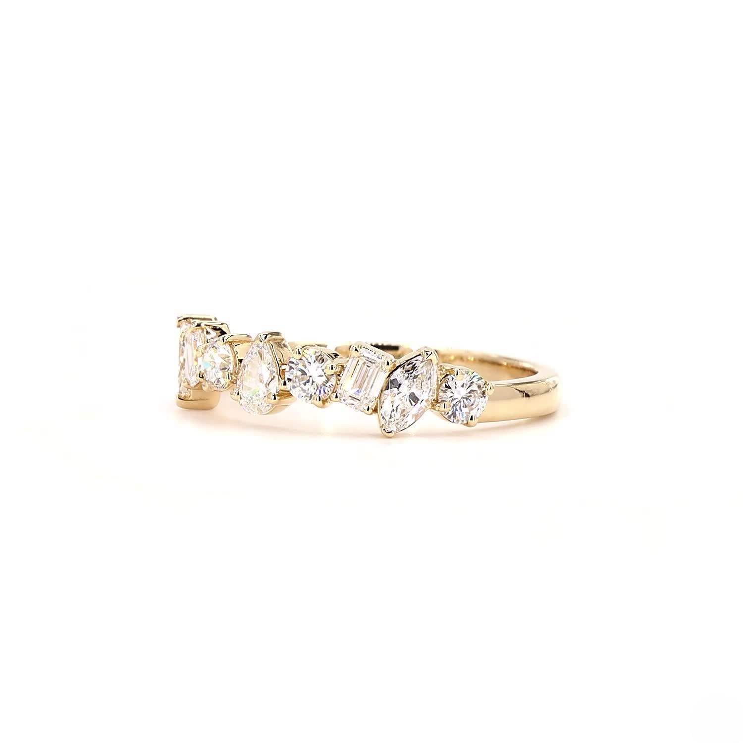 Multi shape Half Eternity Ring In 14K White Gold