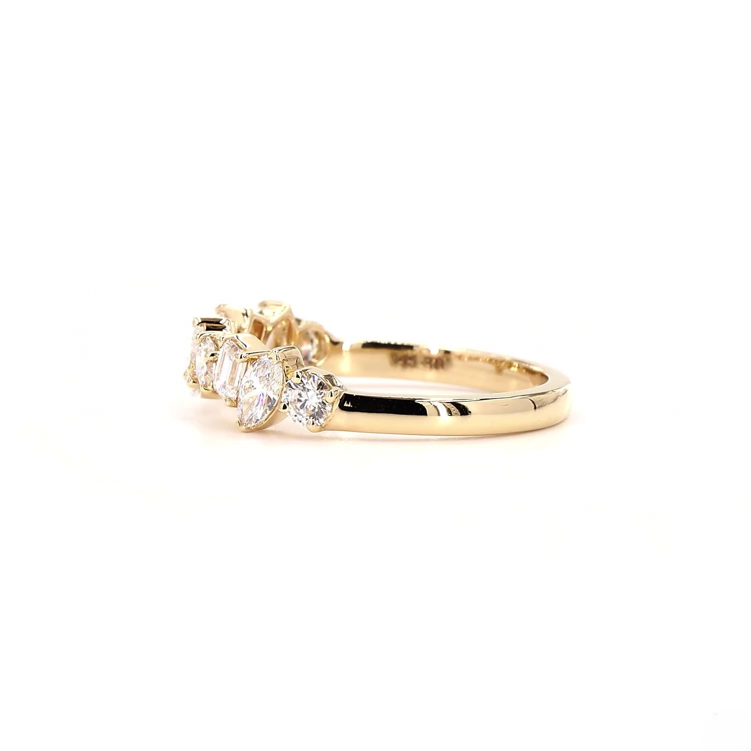 Multi shape Half Eternity Ring In 14K White Gold