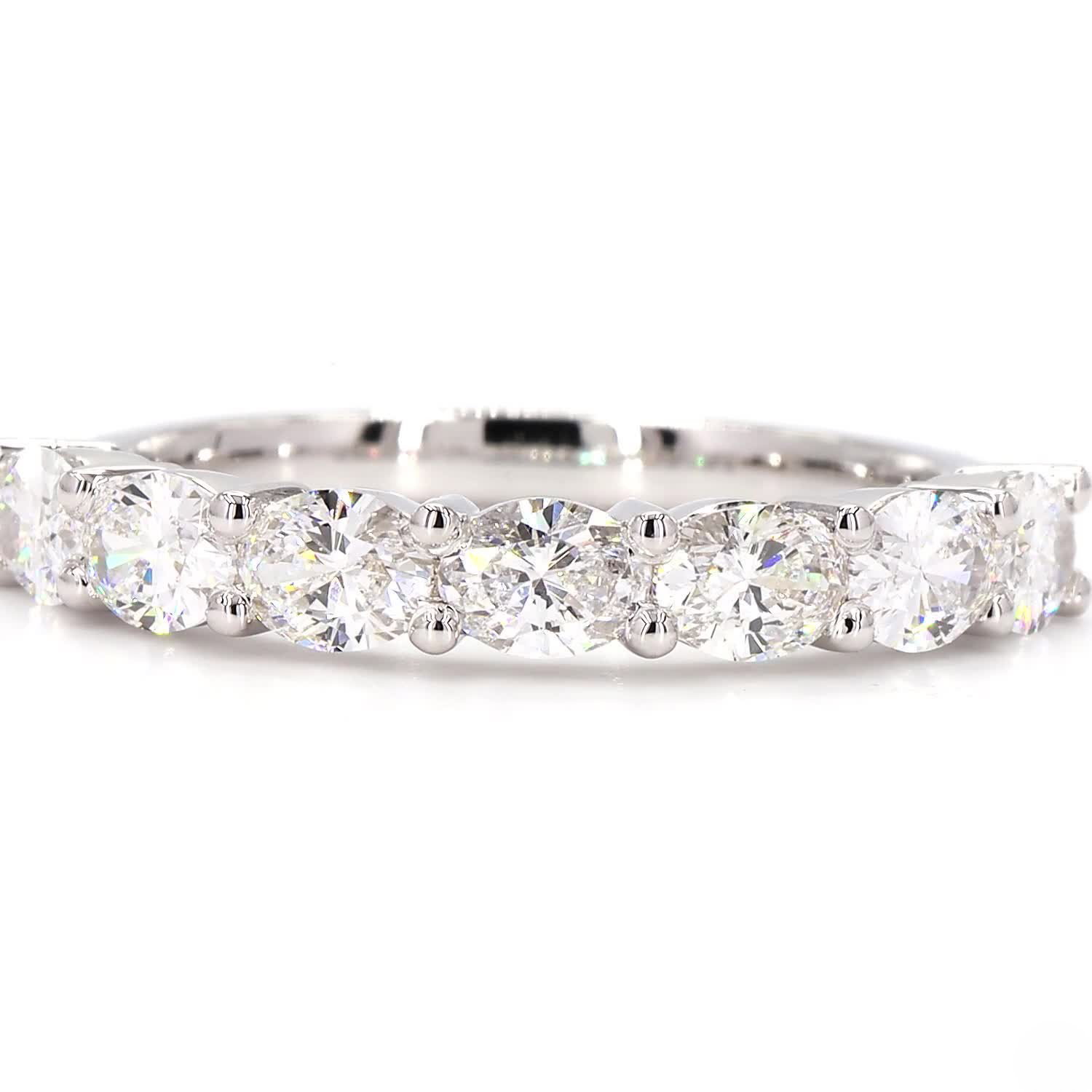 Oval East West Half Eternity Ring In 14K White Gold