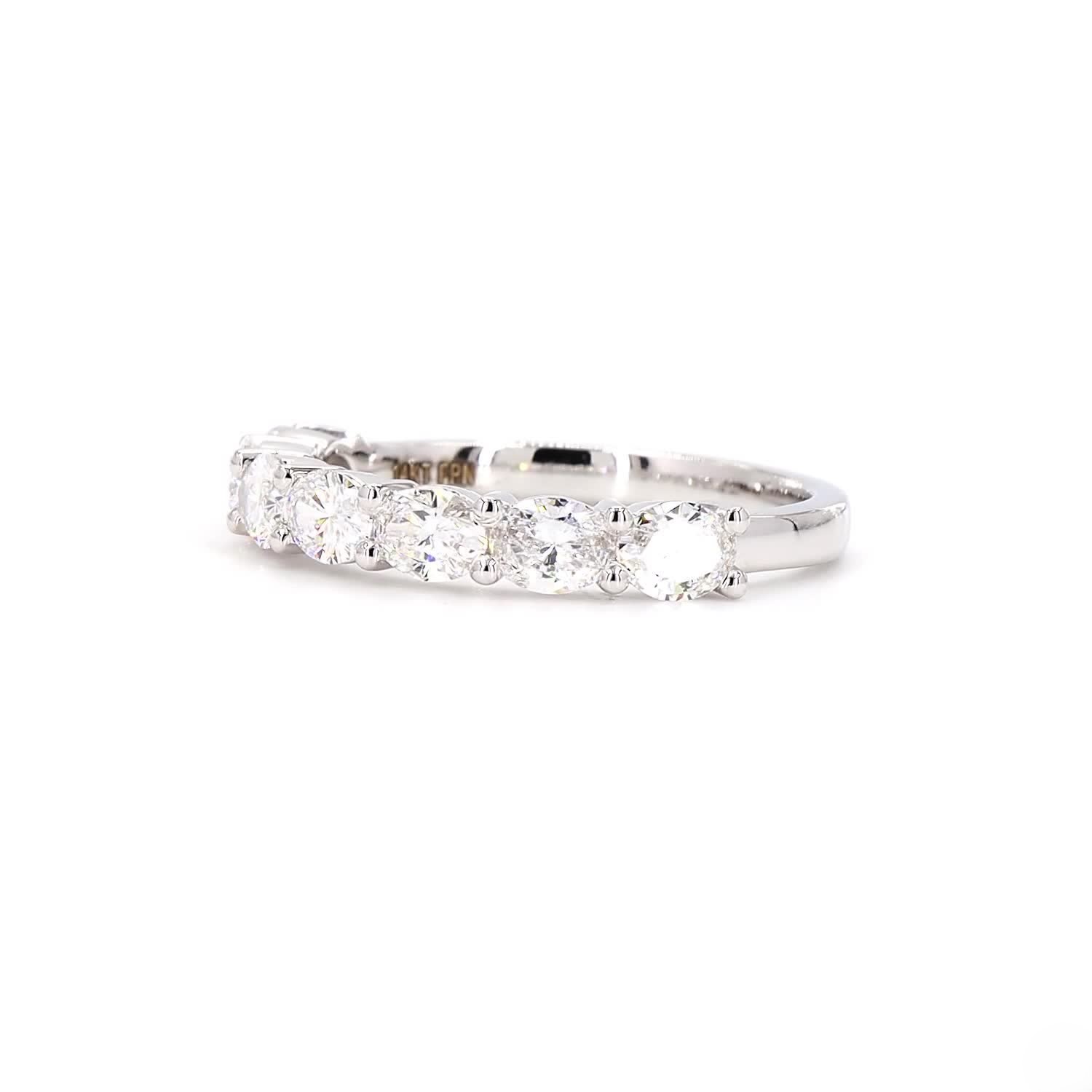 Oval East West Half Eternity Ring In 14K White Gold