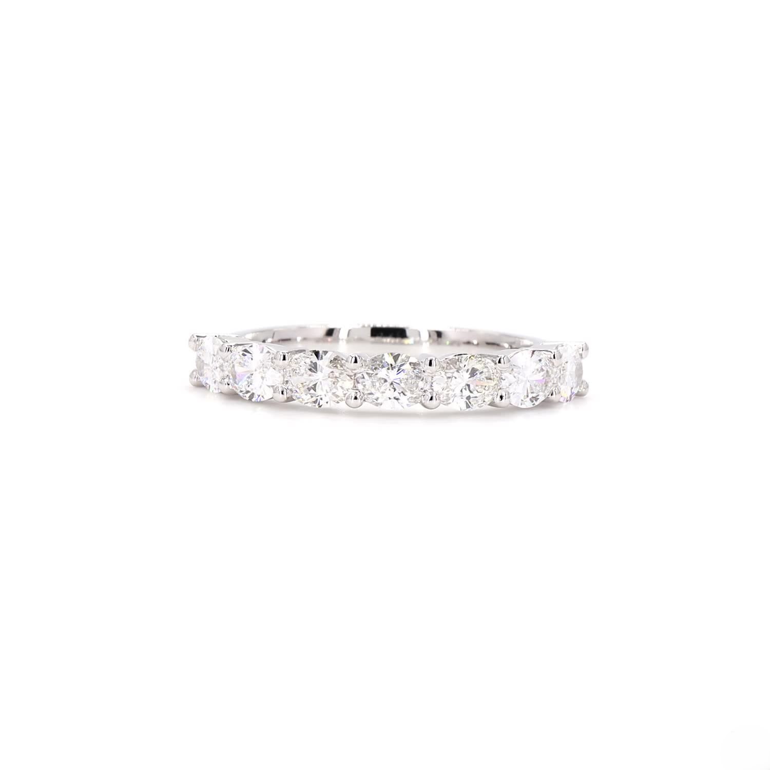 Oval East West Half Eternity Ring In 14K White Gold