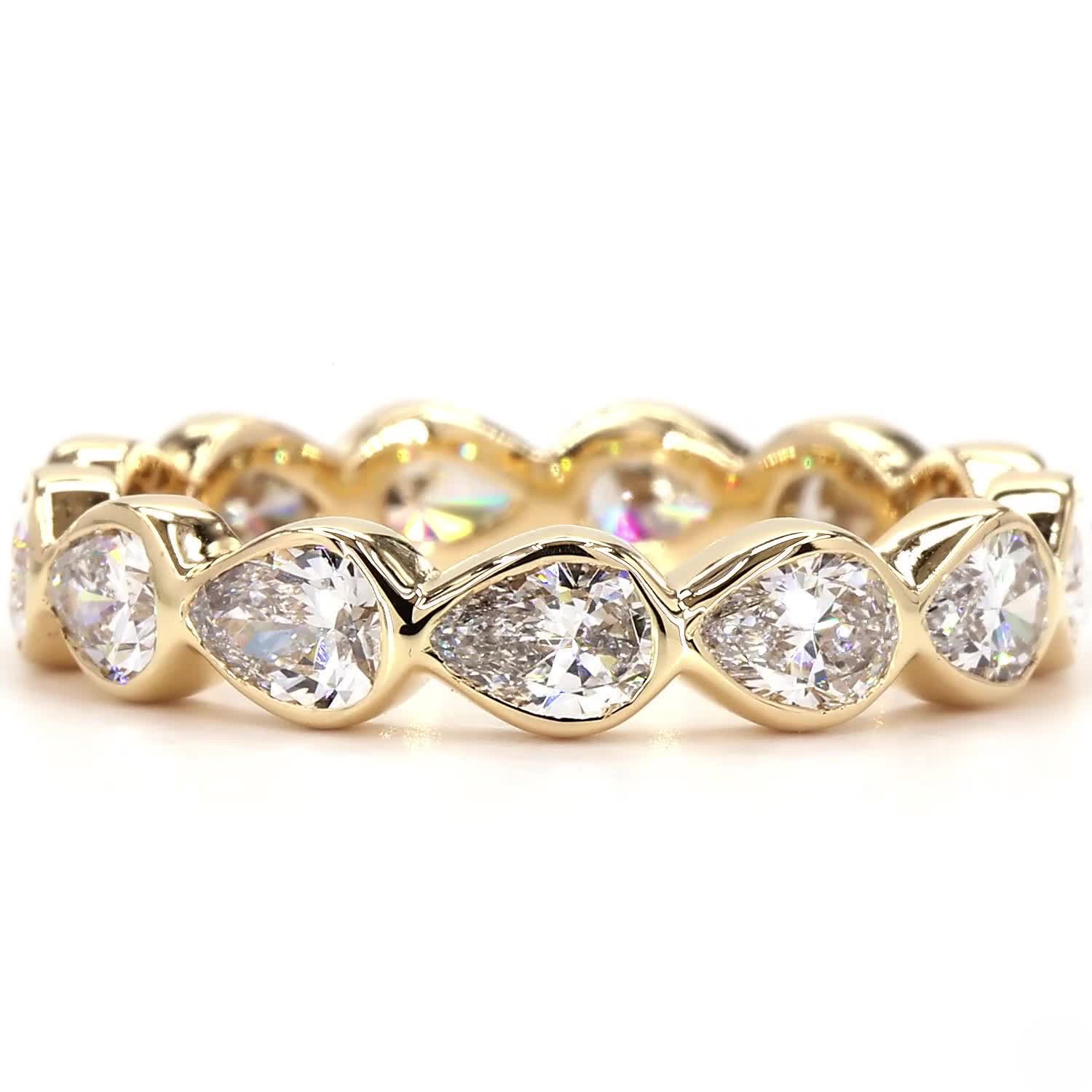Pear Bezel Full Eternity Ring In 14K Yellow Gold