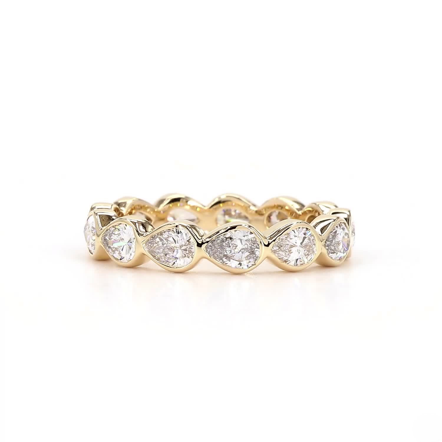 Pear Bezel Full Eternity Ring In 14K Yellow Gold