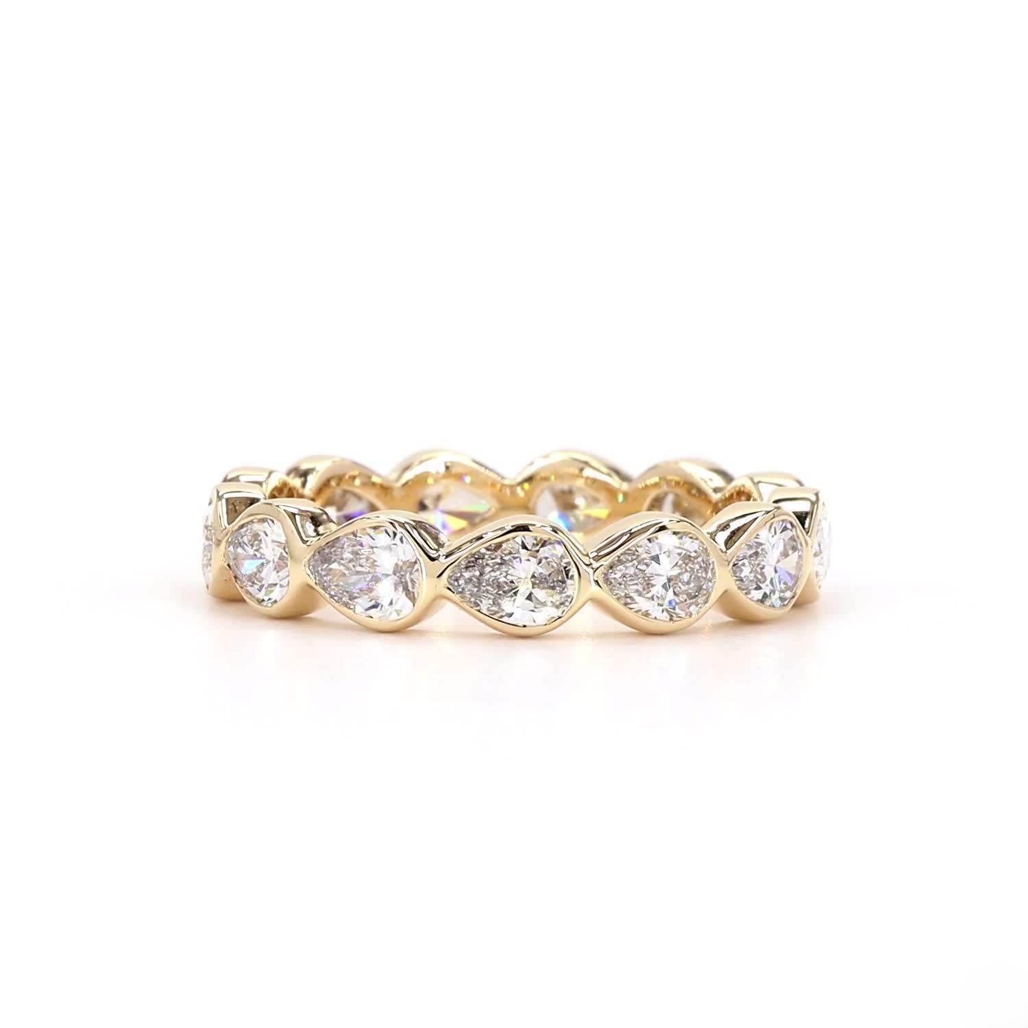 Pear Bezel Full Eternity Ring In 14K Yellow Gold