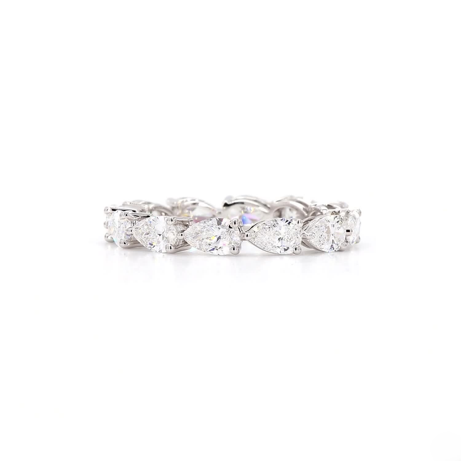 Pear East West Eternity Ring In 14K White Gold