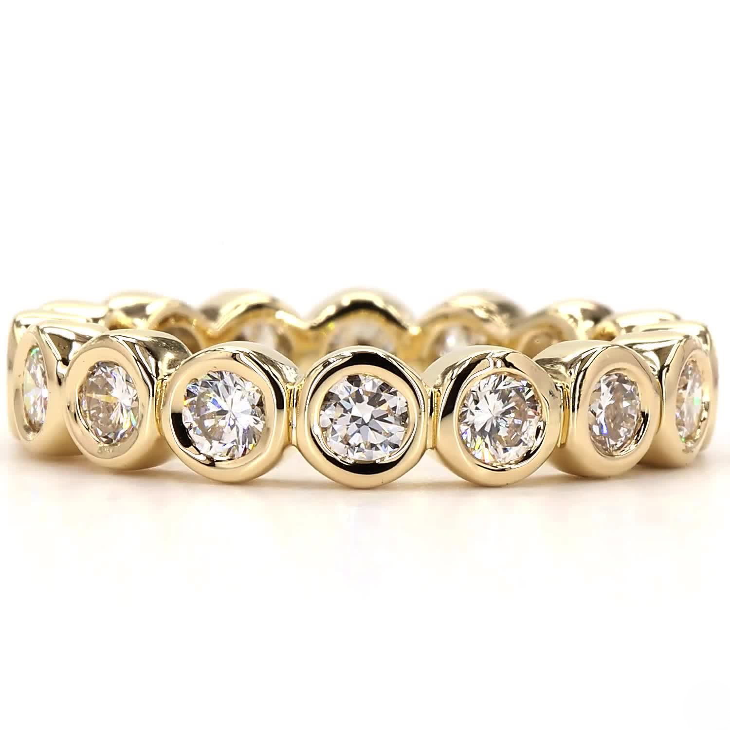 Round Bezel Full Eternity Lab Grown Diamond Ring In 14K Yellow Gold