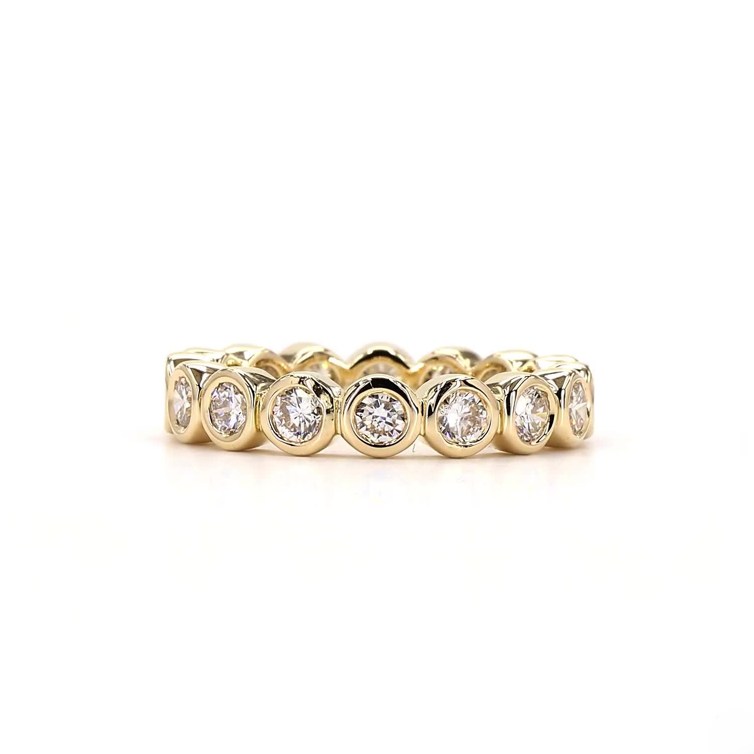 Round Bezel Full Eternity Lab Grown Diamond Ring In 14K Yellow Gold