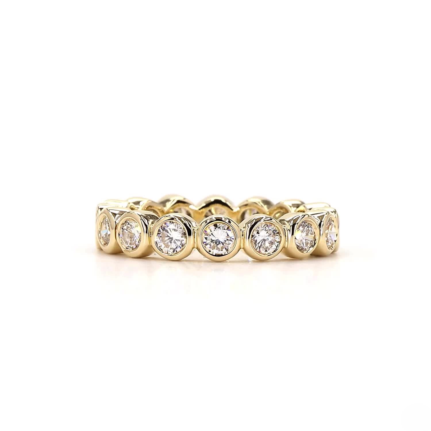 Round Bezel Full Eternity Lab Grown Diamond Ring In 14K Yellow Gold